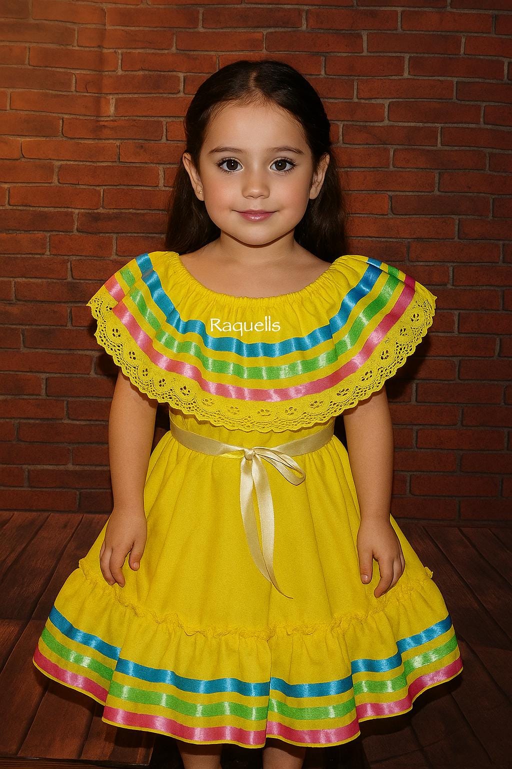 Image of Ribbon Fiesta Dress - Girls Halloween Costume - Handmade Mexican Dress