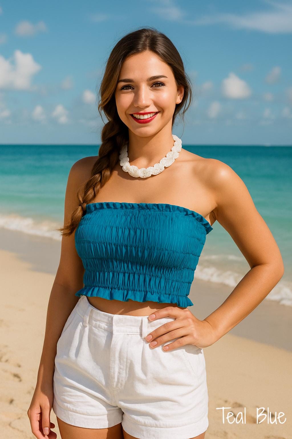 Image of Trendy Artisan Made Crop Top - Elastic Cropped Blouse