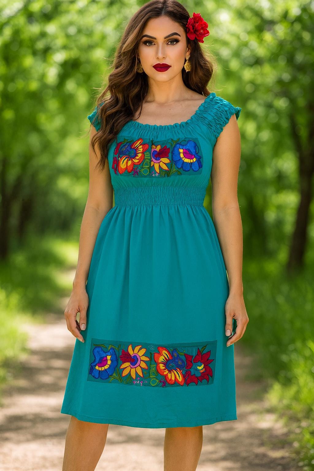 Beautiful Embroidered Sun Dress - Artisanal Embroidered Summer Dress