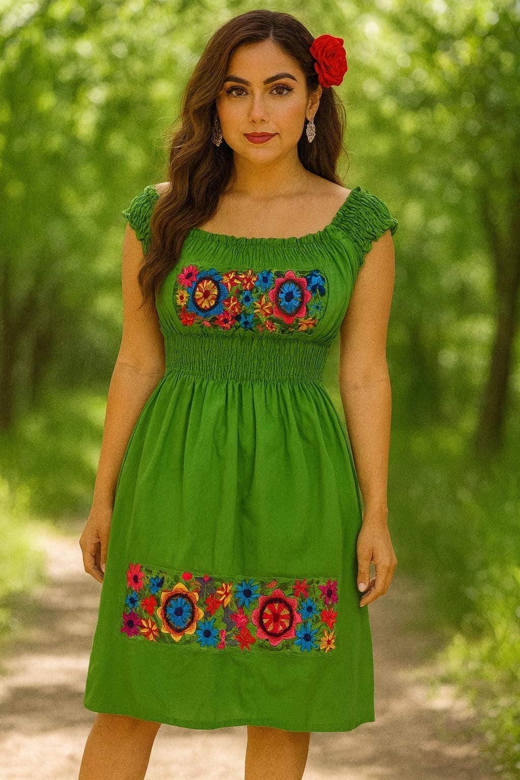 Image of Beautiful Embroidered Sun Dress - Artisanal Embroidered Summer Dress