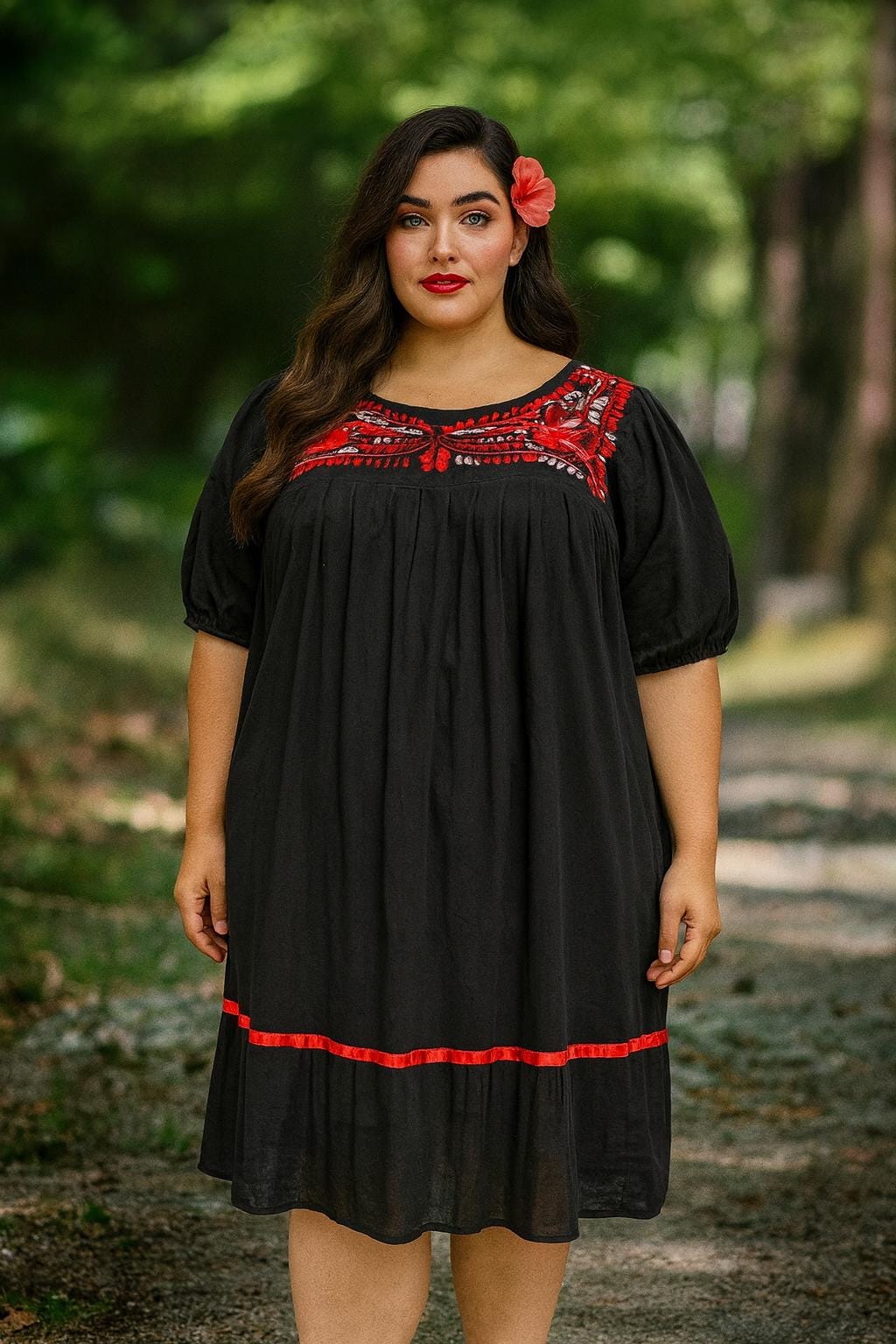Image of Beautiful Handmade Mexican Embroidered Dress - Loose Fit Dress - Large/Xlarge