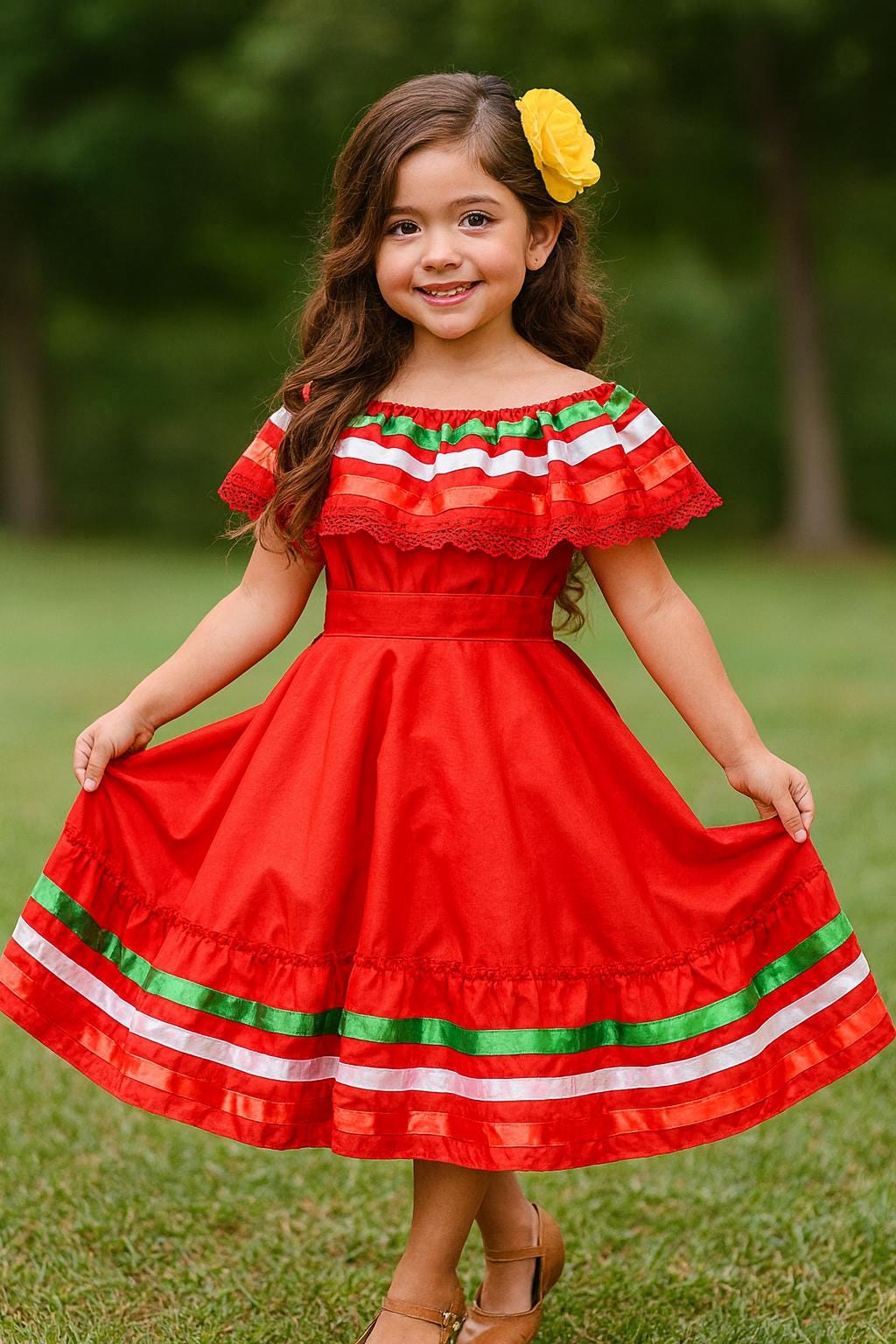 Image of Gorgeous Folk-Ribbon Girls 2 piece Outfit-Blouse & Skirt