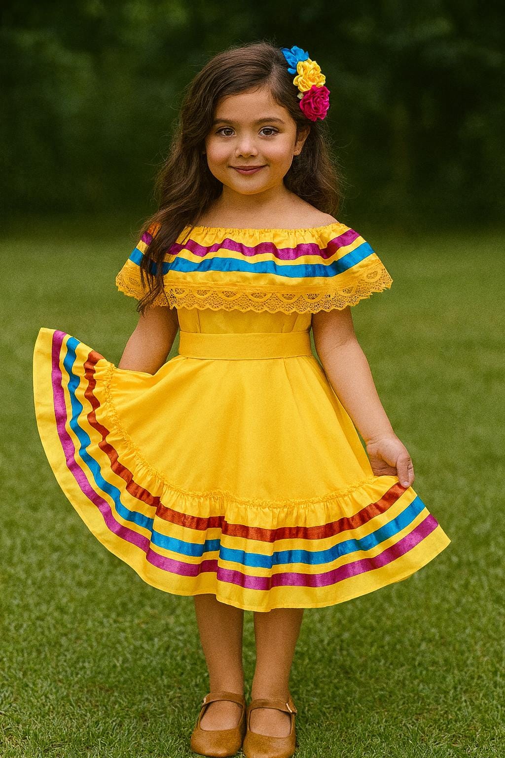Image of Gorgeous Folk-Ribbon Girls 2 piece Outfit-Blouse & Skirt