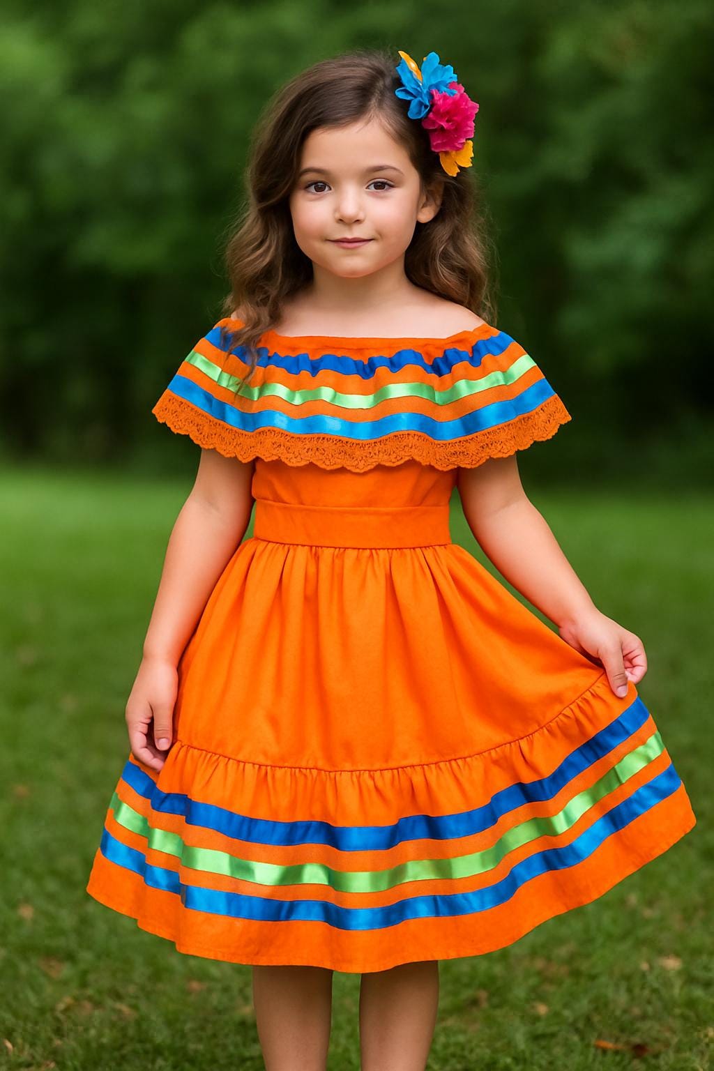 Gorgeous Folk-Ribbon Girls 2 piece Outfit-Blouse & Skirt