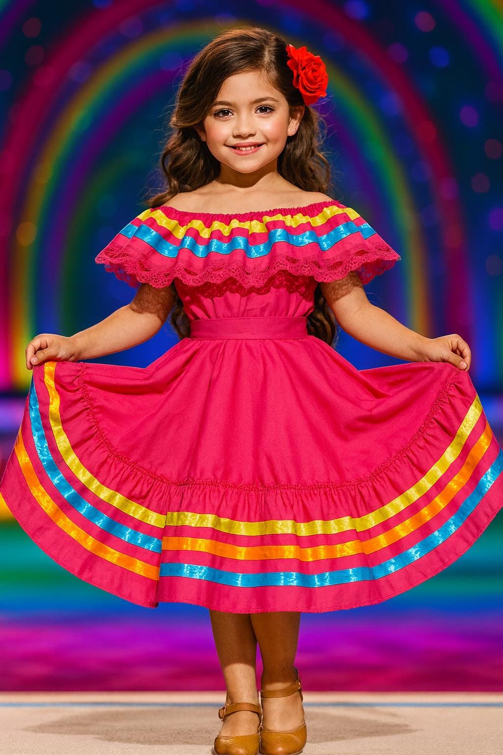 Image of Gorgeous Folk-Ribbon Girls 2 piece Outfit-Blouse & Skirt