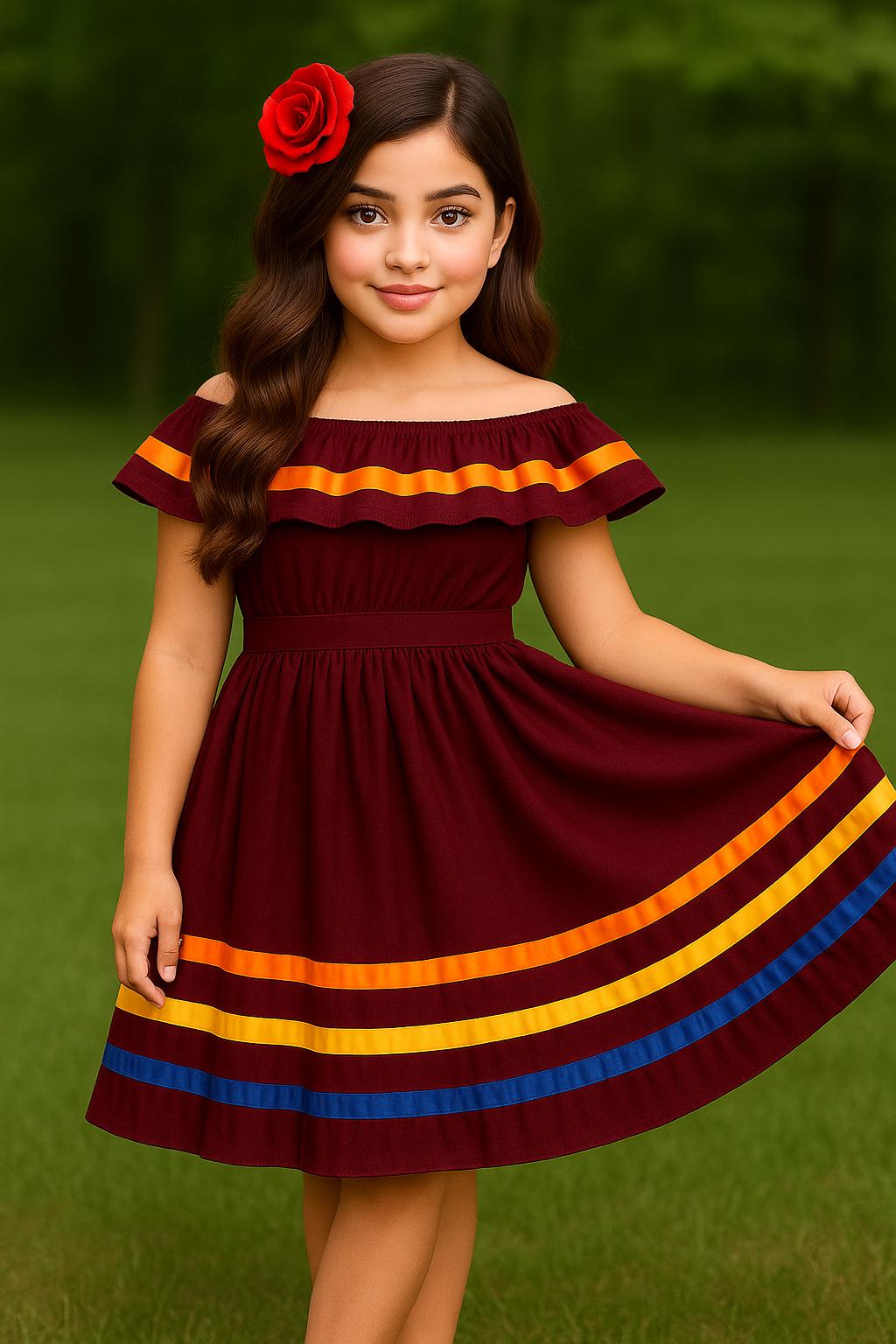 Image of Gorgeous Folk-Ribbon Girls 2 piece Outfit-Blouse & Skirt