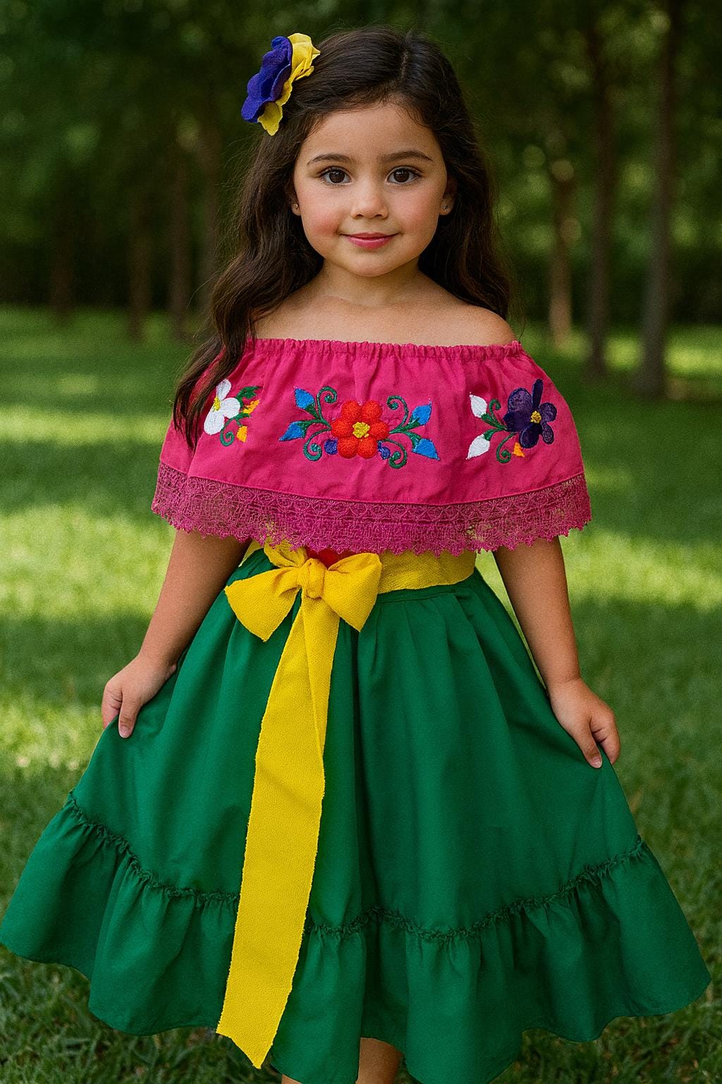 Beautiful Mexican Embroidered Blouse and Skirt Set -Traditional Girls Set - Handmade Authentic Clothing