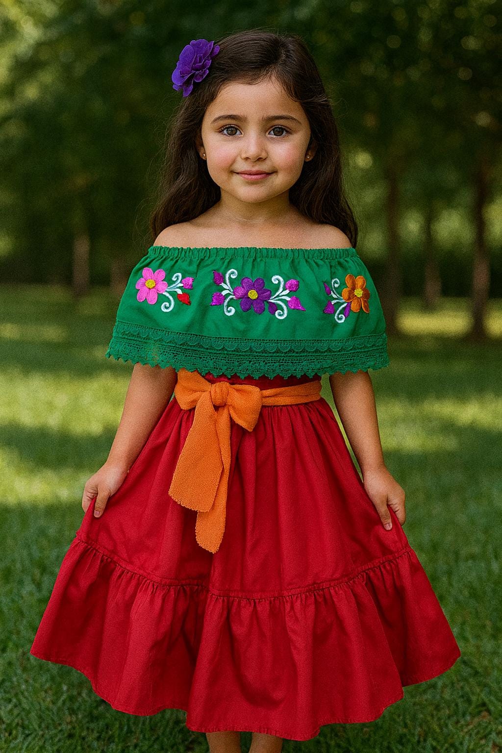 Beautiful Mexican Embroidered Blouse and Skirt Set -Traditional Girls Set - Handmade Authentic Clothing