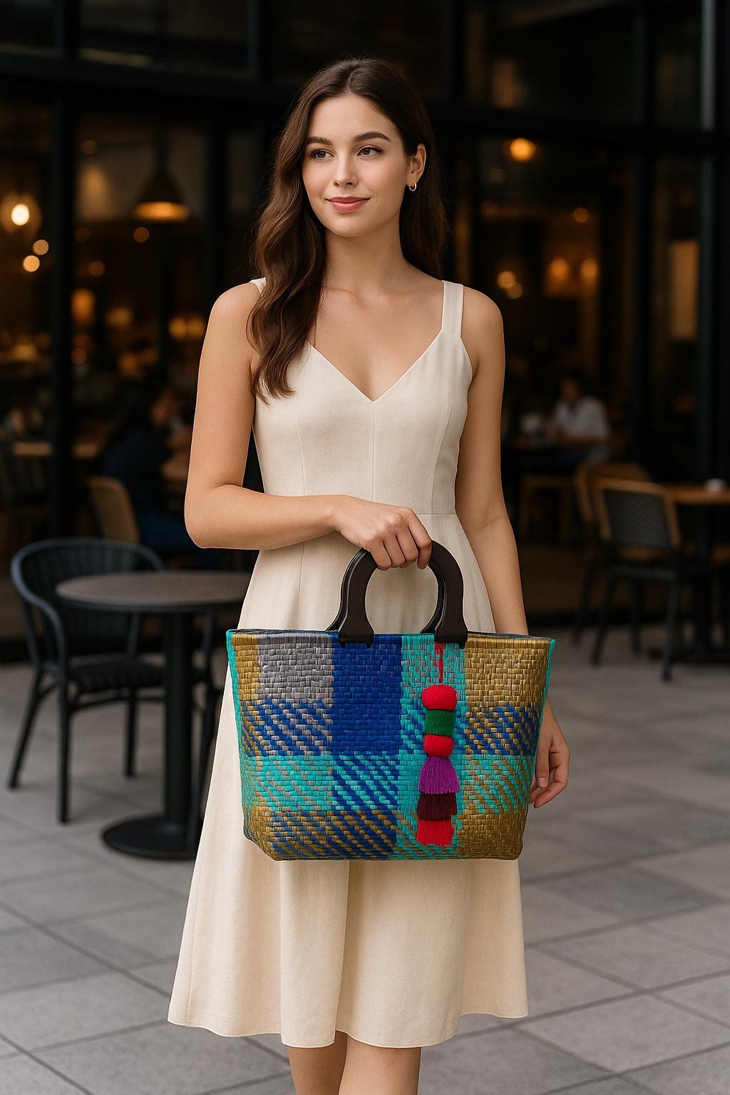 Handwoven Recycled Plastic Tote Bag: Mexican Artisan Beach Grocery Bag