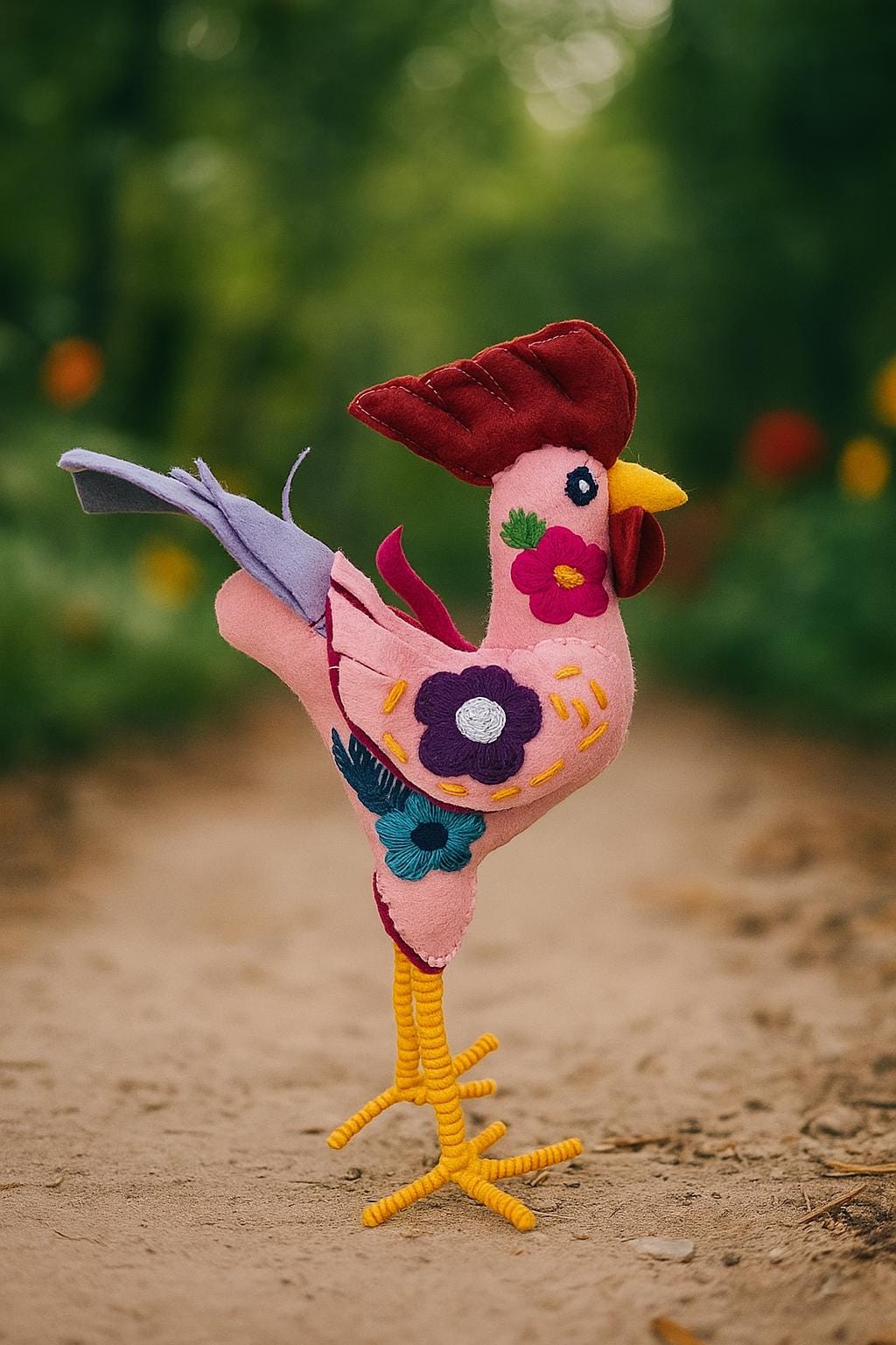 Image of Hand Embroidered Felt Stuffed Animal: Artisanal Mexican Decor/Toy