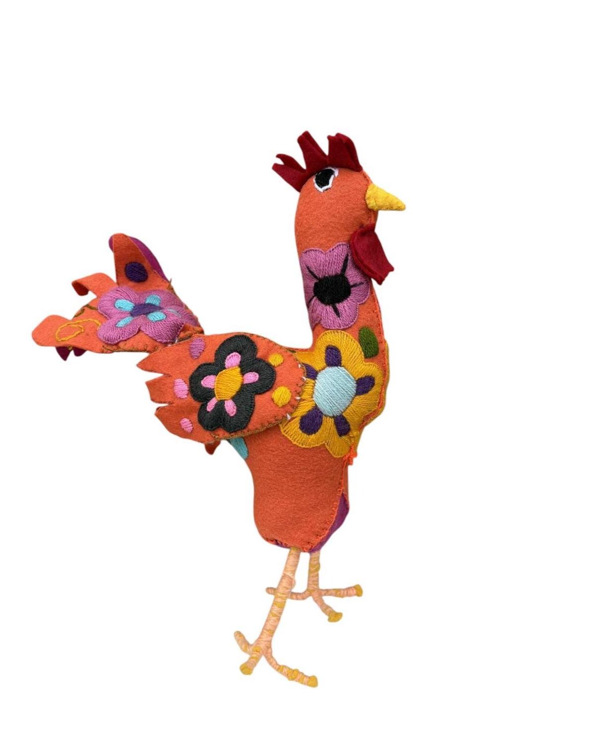 Hand Embroidered Felt Stuffed Animal: Artisanal Mexican Decor/Toy