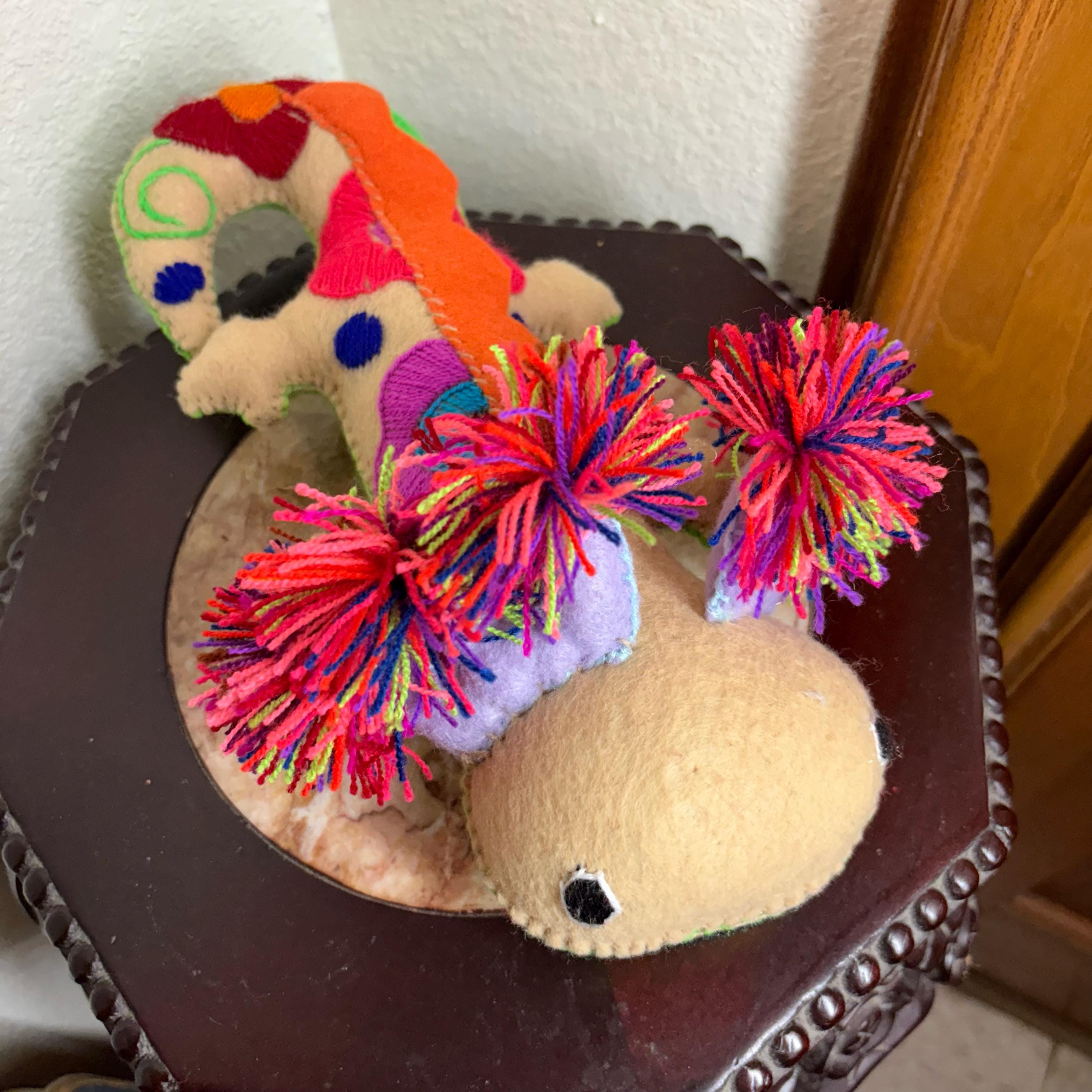 Image of Hand Embroidered Felt Stuffed Animal: Mexican Artisanal Decoration