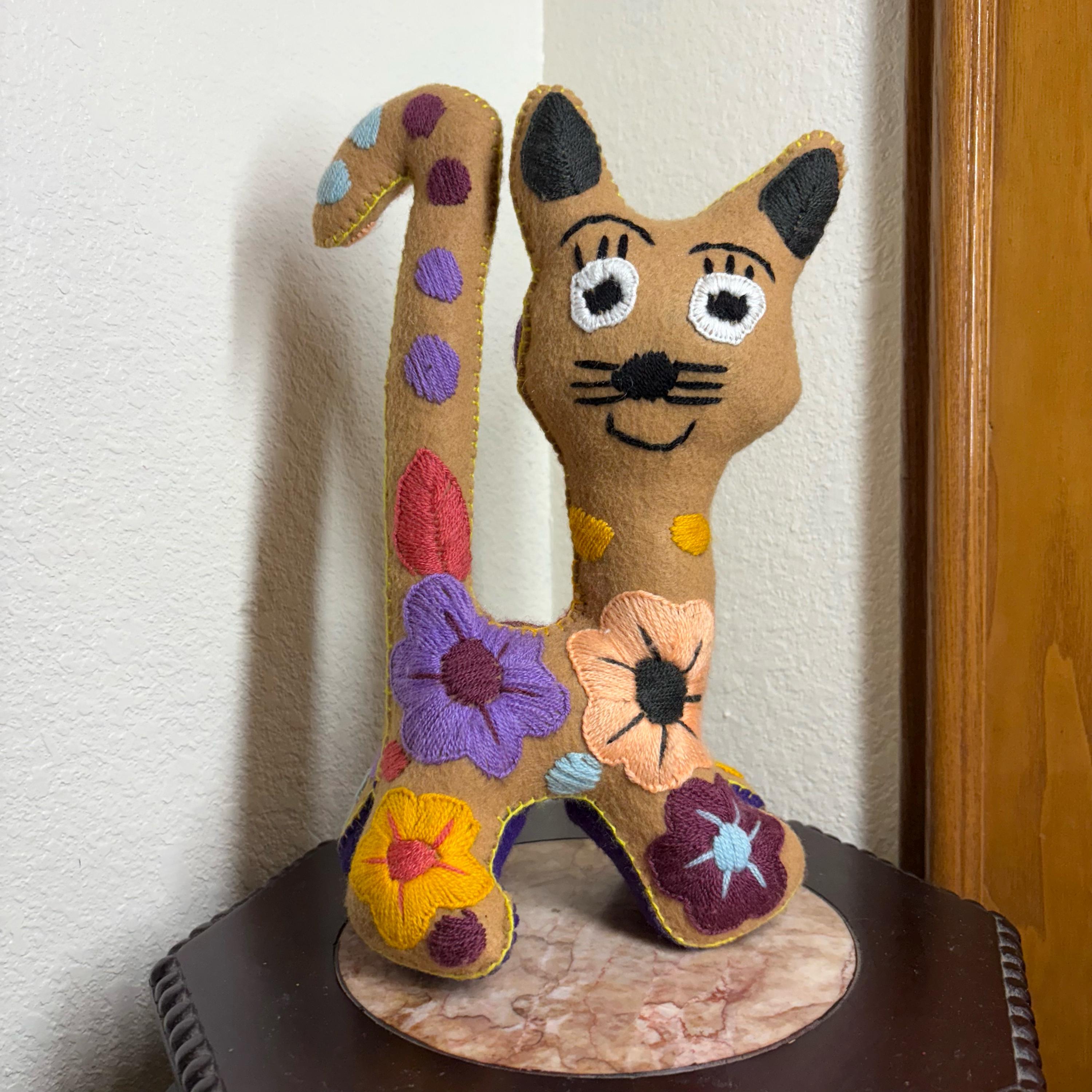 Hand Embroidered Felt Stuffed Animal: Mexican Artisanal Decoration
