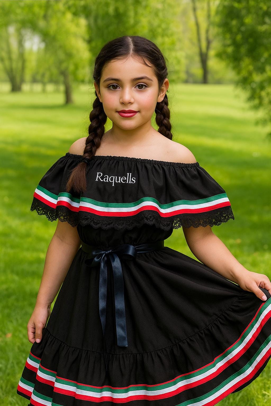 Image of Fiesta Dress - Girls Halloween Costume - Handmade Mexican Dress