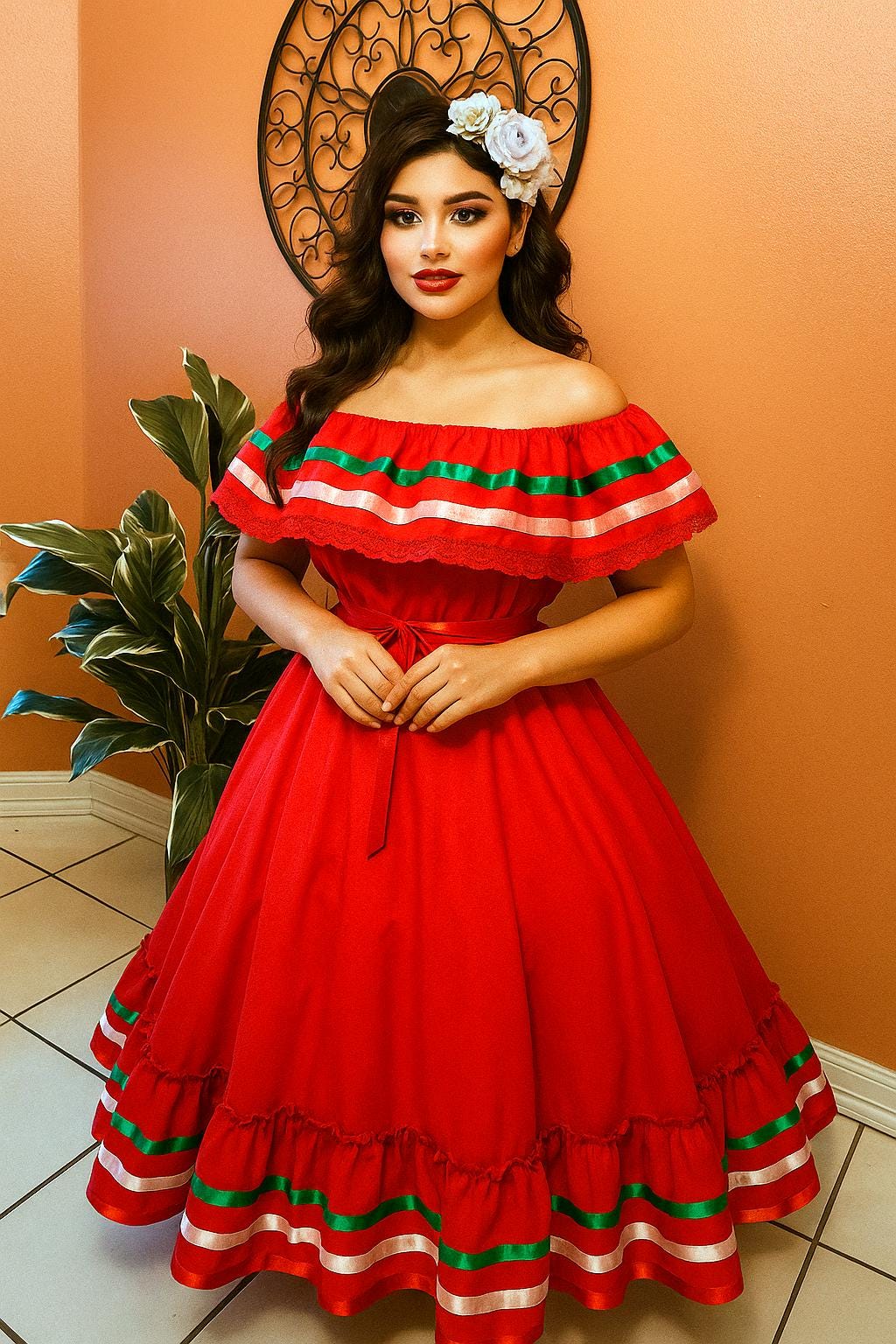 Gorgeous 2 Piece Folkloric Outfit, perfect for Fiesta, Dance, Festivals & Pageants