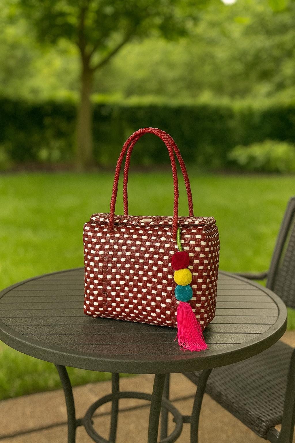 Image of Handwoven Recycled top handle Bag - Artisan Made Purse from Chiapas, Mexico
