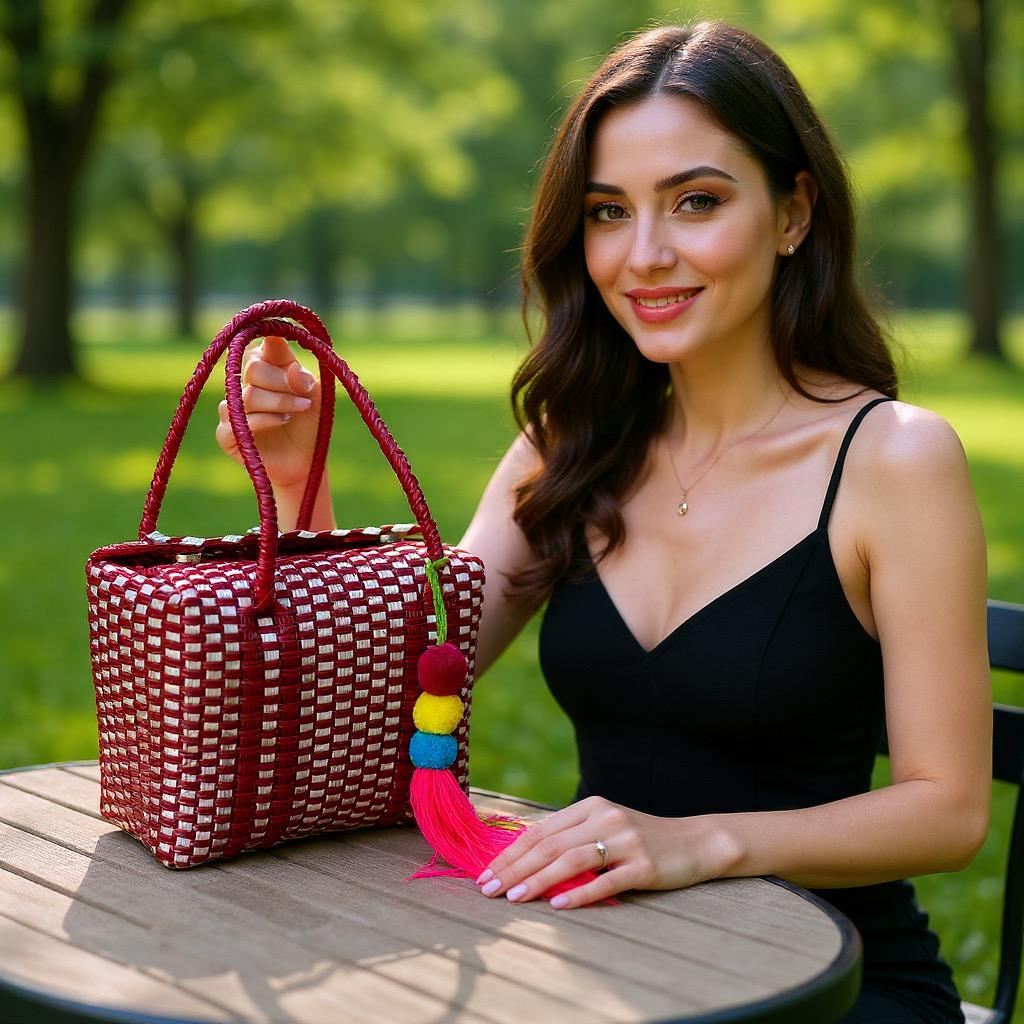 Image of Handwoven Recycled top handle Bag - Artisan Made Purse from Chiapas, Mexico