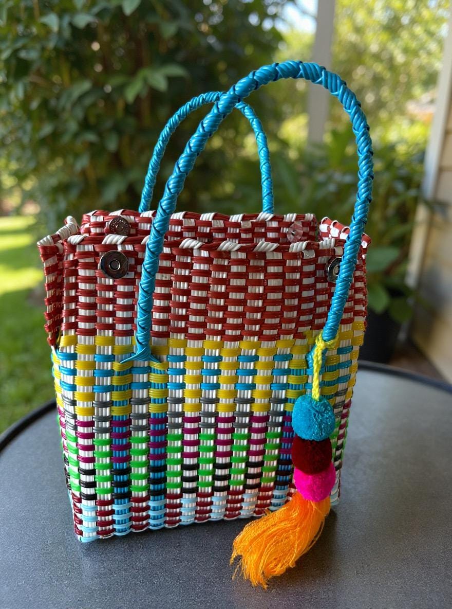 Cute Handwoven Recycled top handle Bag - Artisan Made Purse from Chiapas, Mexico