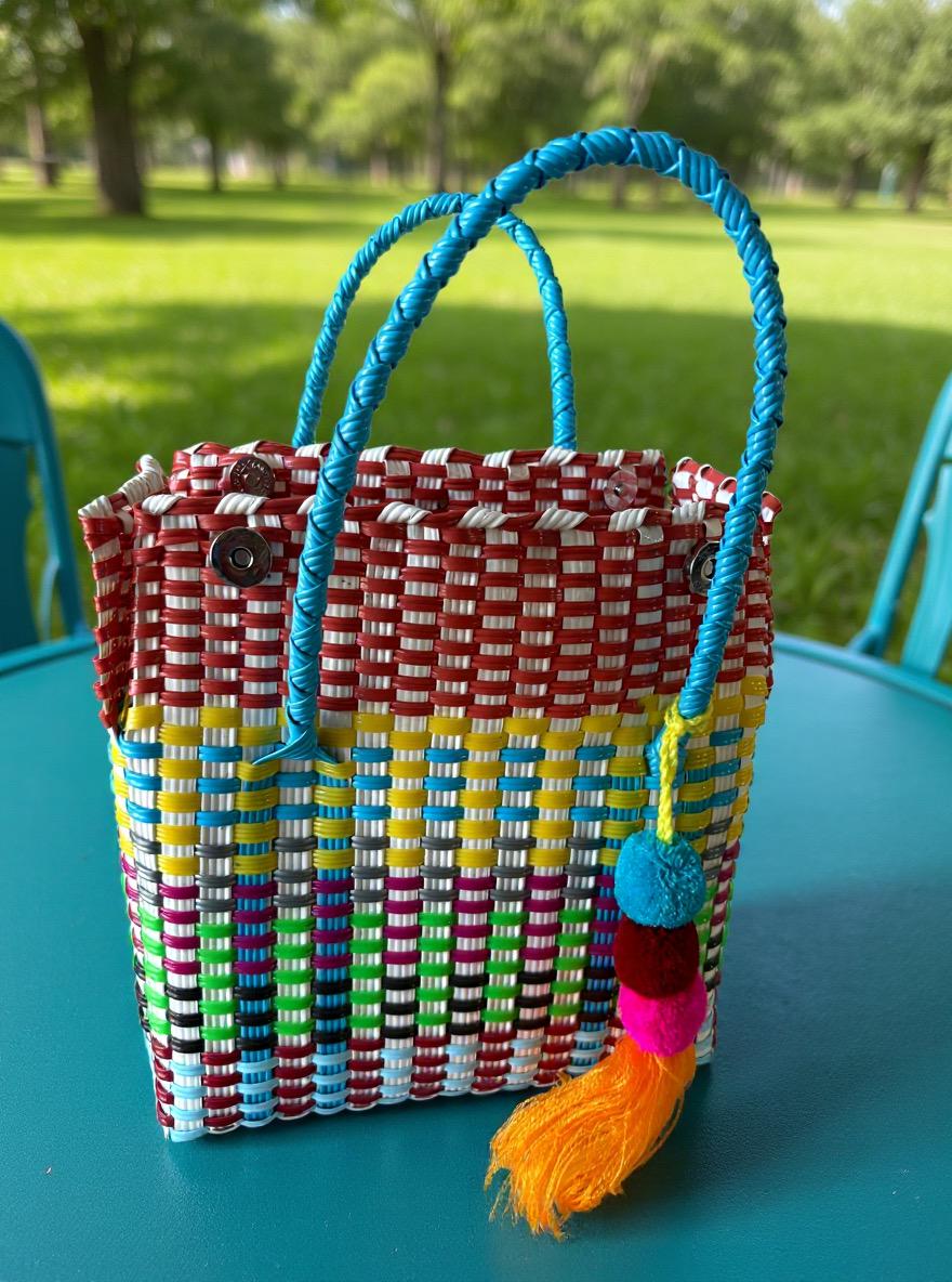 Cute Handwoven Recycled top handle Bag - Artisan Made Purse from Chiapas, Mexico