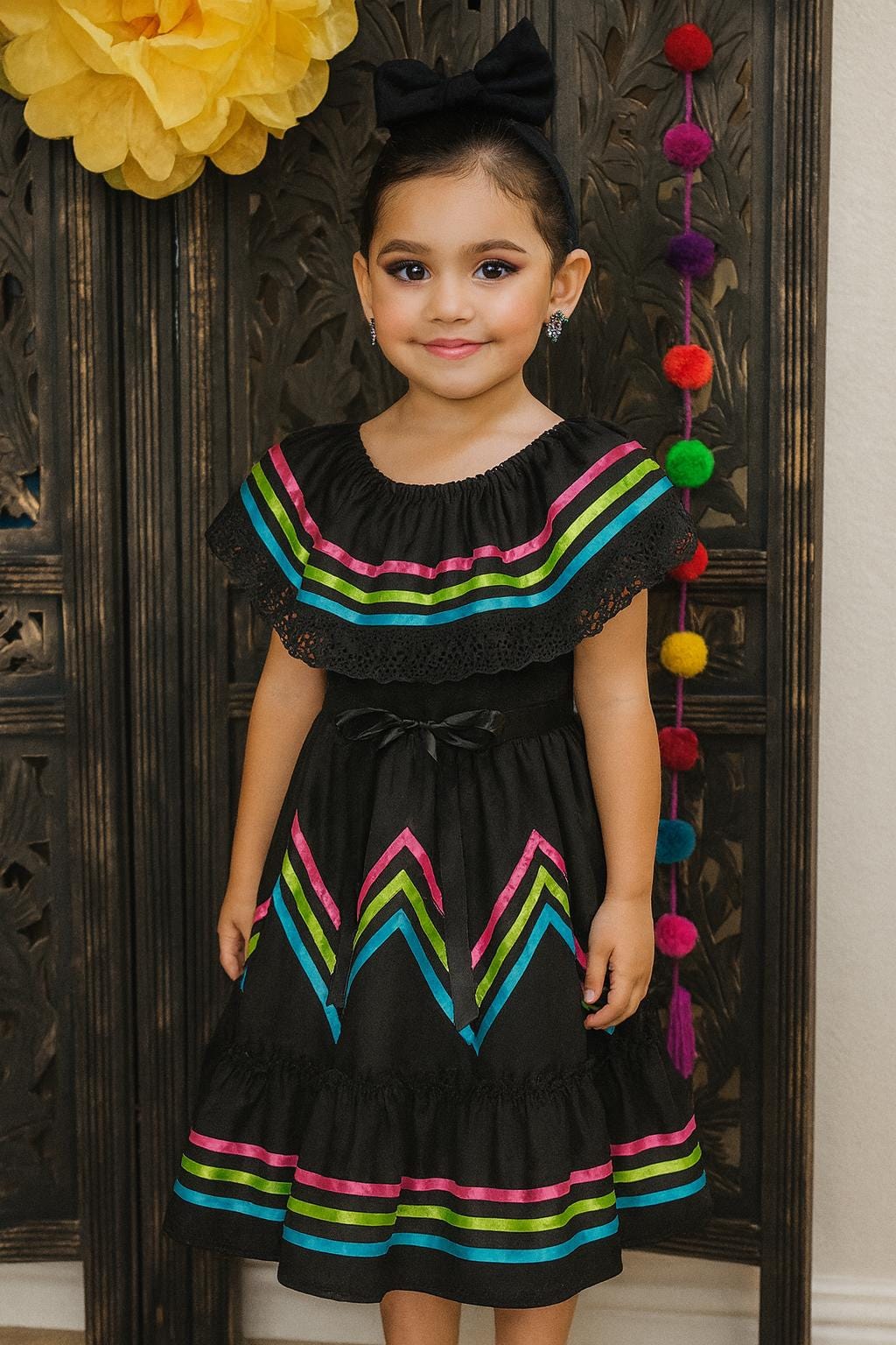 Image of Estrella Dress - Girls Halloween Costume - Handmade Mexican Dress