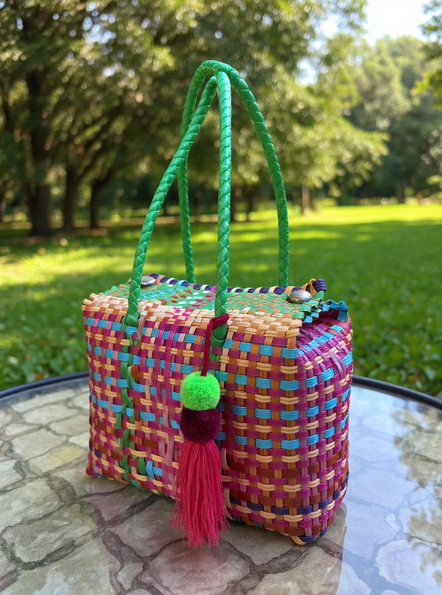 Super Cute Handwoven Recycled top handle Bag - Artisan Made Purse from Chiapas, Mexico