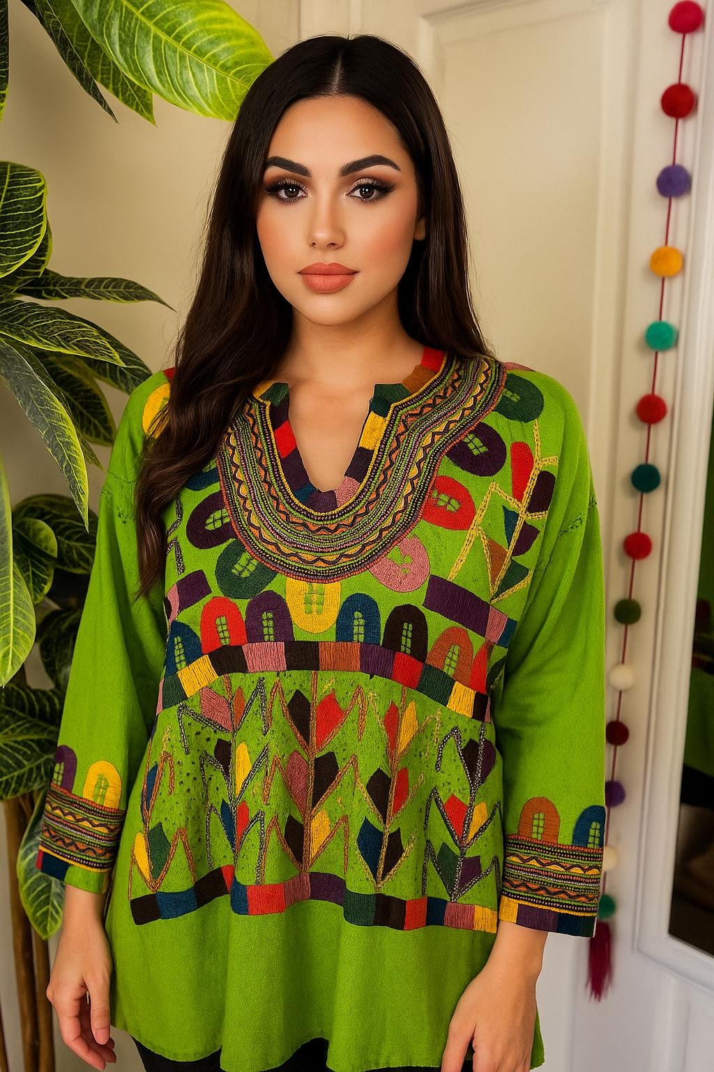 Image of Beautiful Floral Embroidered Blouse - Mexican Embroidered Blouse - Floral Designs