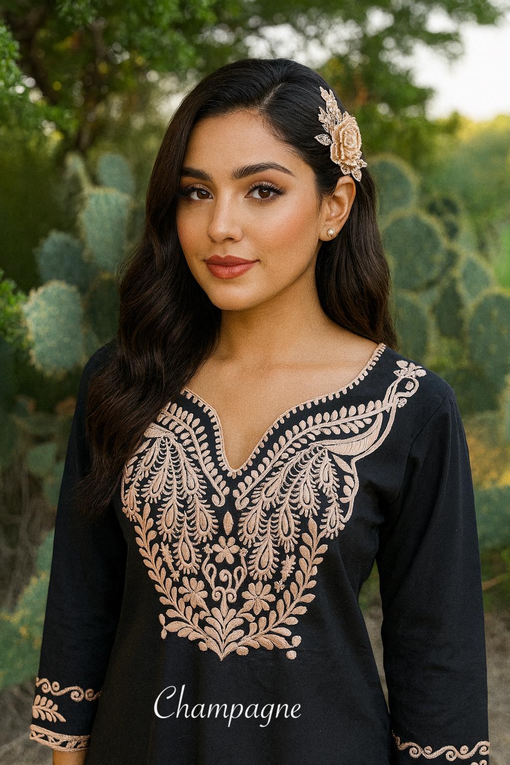 Image of Beautiful Peacock Embroidered Blouse - Handmade Artisanal Blouse - Size SMALL