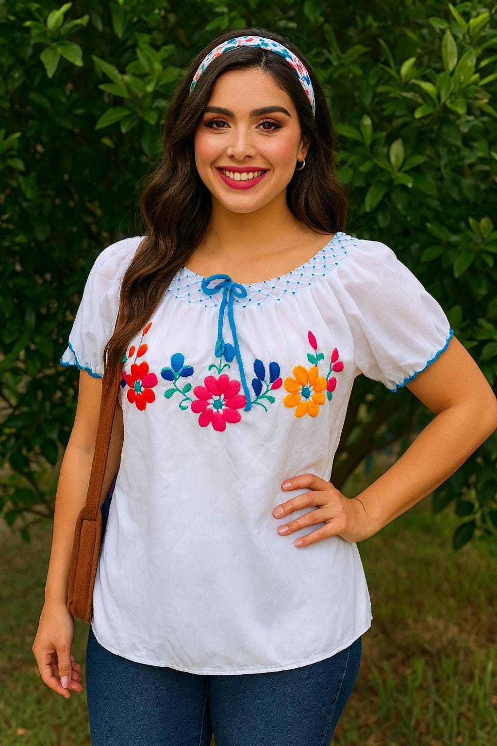Image of Hand Embroidered Artisanal Blouse - Mexican Blouse - Fiesta Blouse - S/M