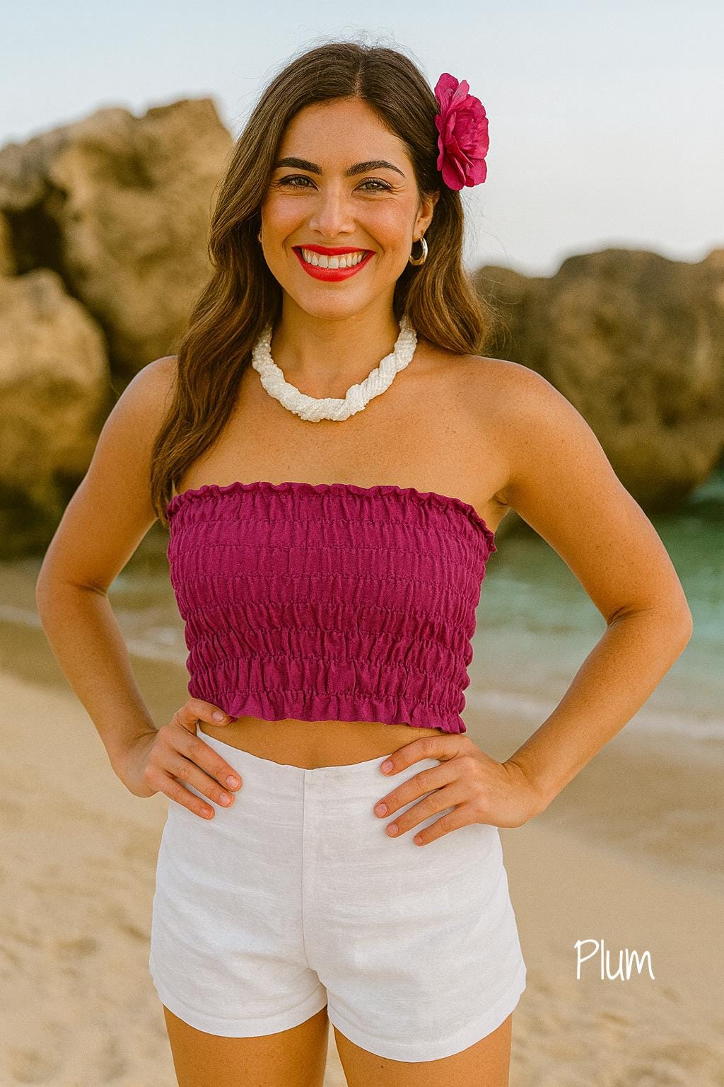 Image of Trendy Artisan Made Crop Top - Elastic Cropped Blouse