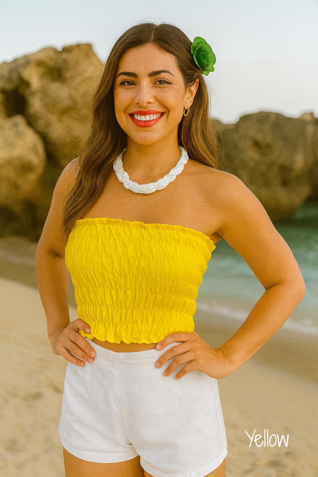 Image of Trendy Artisan Made Crop Top - Elastic Cropped Blouse