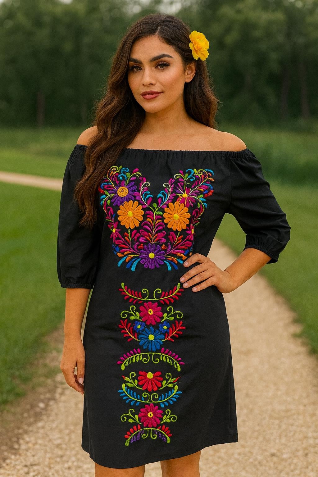 Image of Gorgeous Embroidered Artisanal Dress - Mexican Floral Dress from Chiapas, Mexico