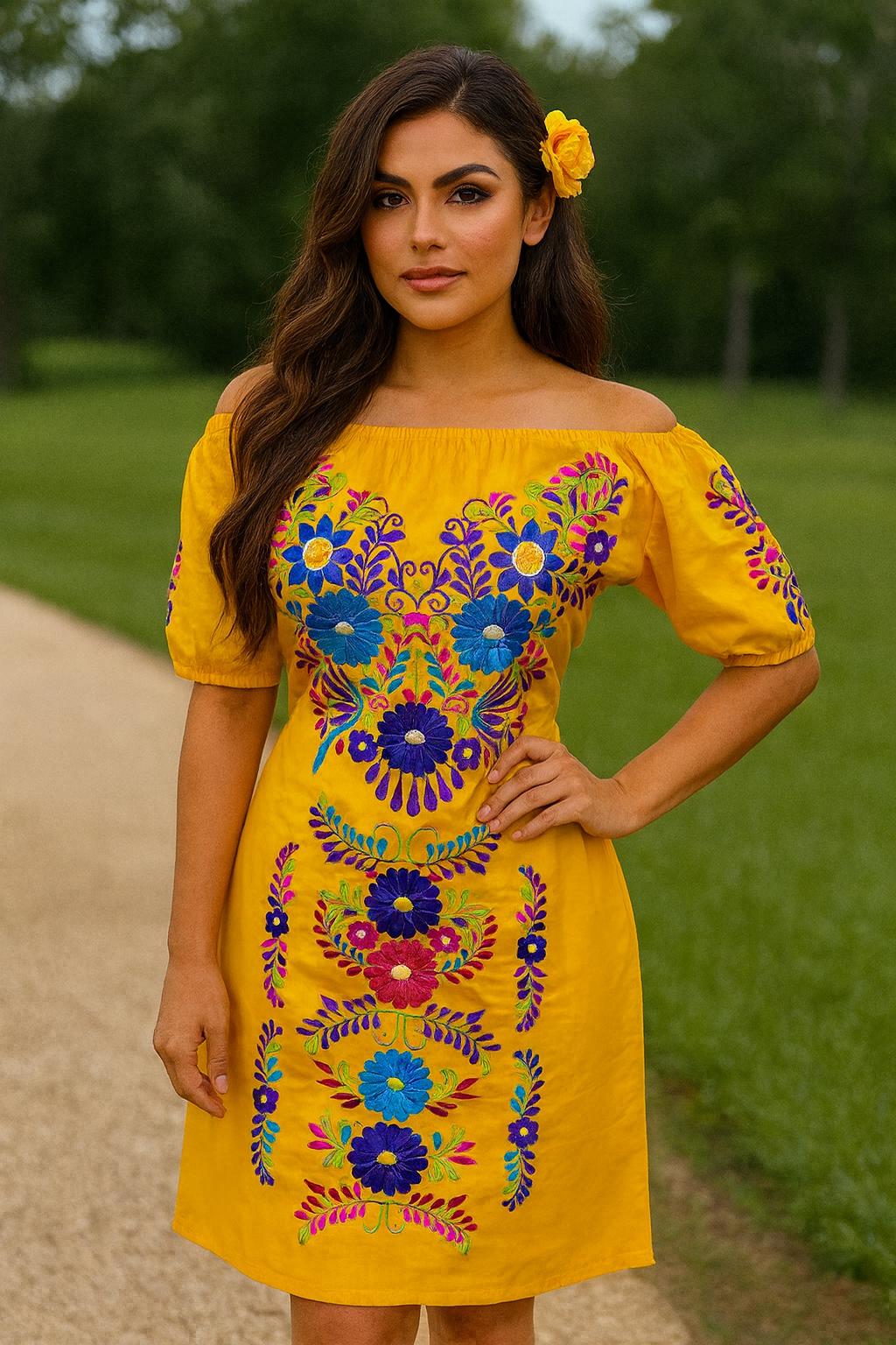 Image of Gorgeous Embroidered Artisanal Dress - Mexican Floral Dress from Chiapas, Mexico
