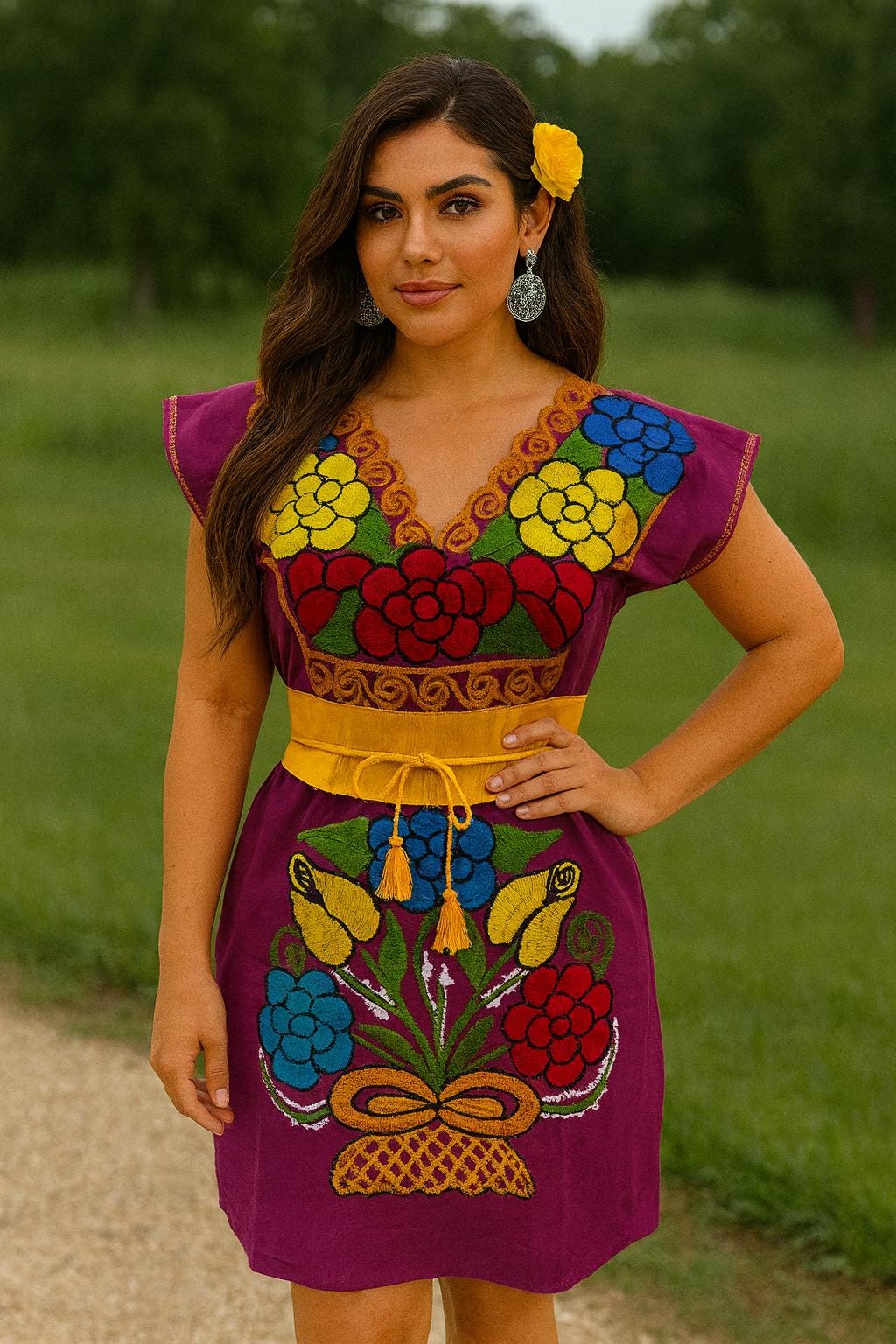 Image of Gorgeous Hand Embroidered Artisanal Dresses - Handmade Dress - Mexican Embroidered Dress