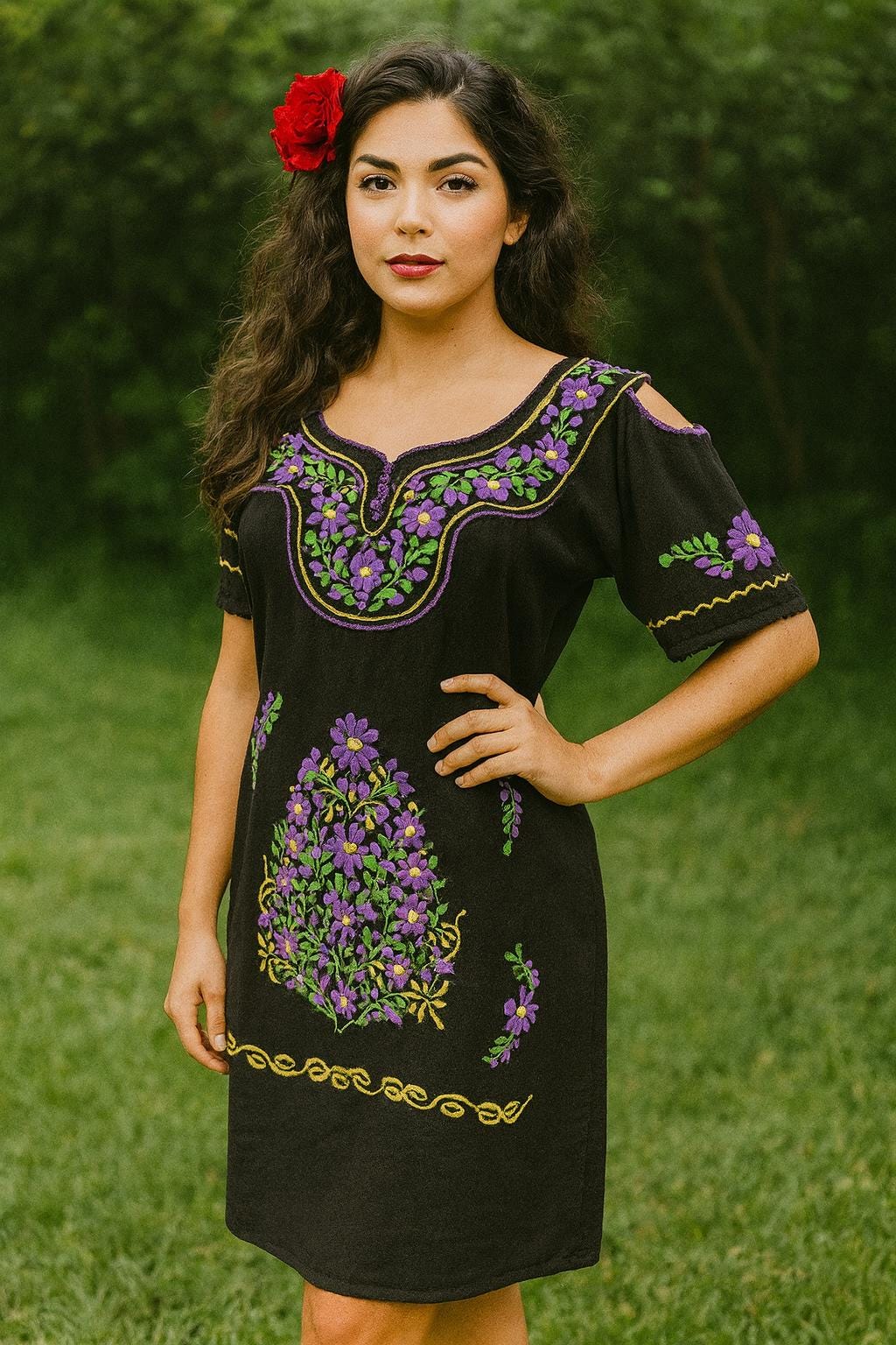Image of Authentic, Mexican Dress, Very nice and Gorgeous Embroidered Dress in Small size