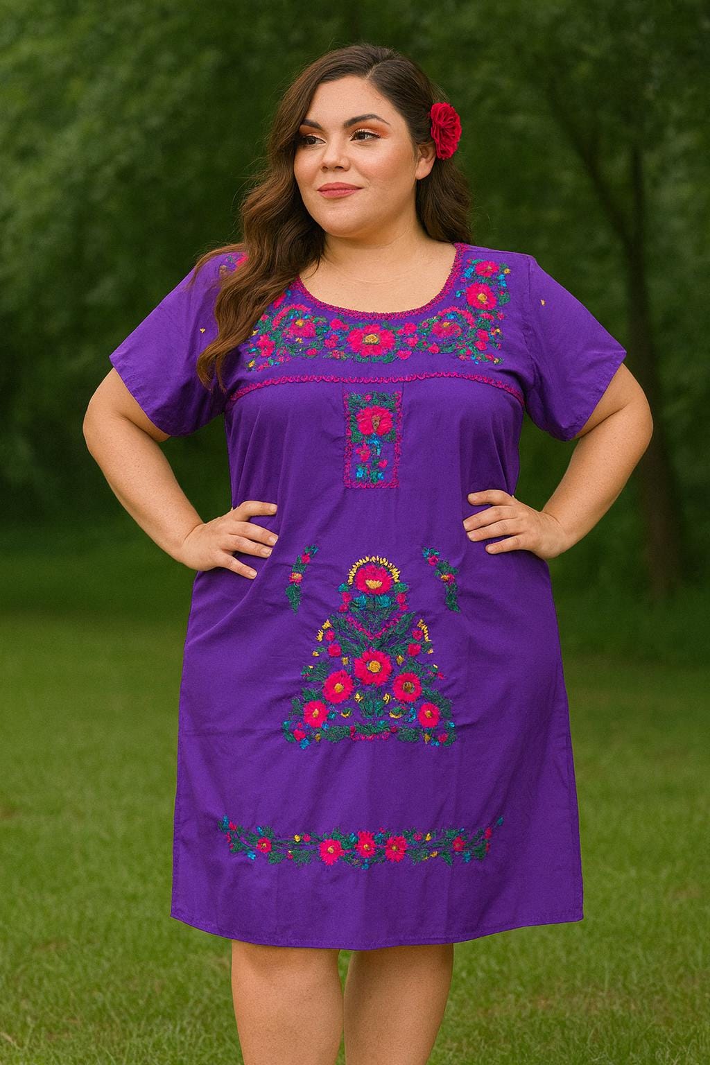 Beautiful Traditional Mexican Hand Embroidered Dress - Artisanal Dress from Puebla, Mexico - Medium