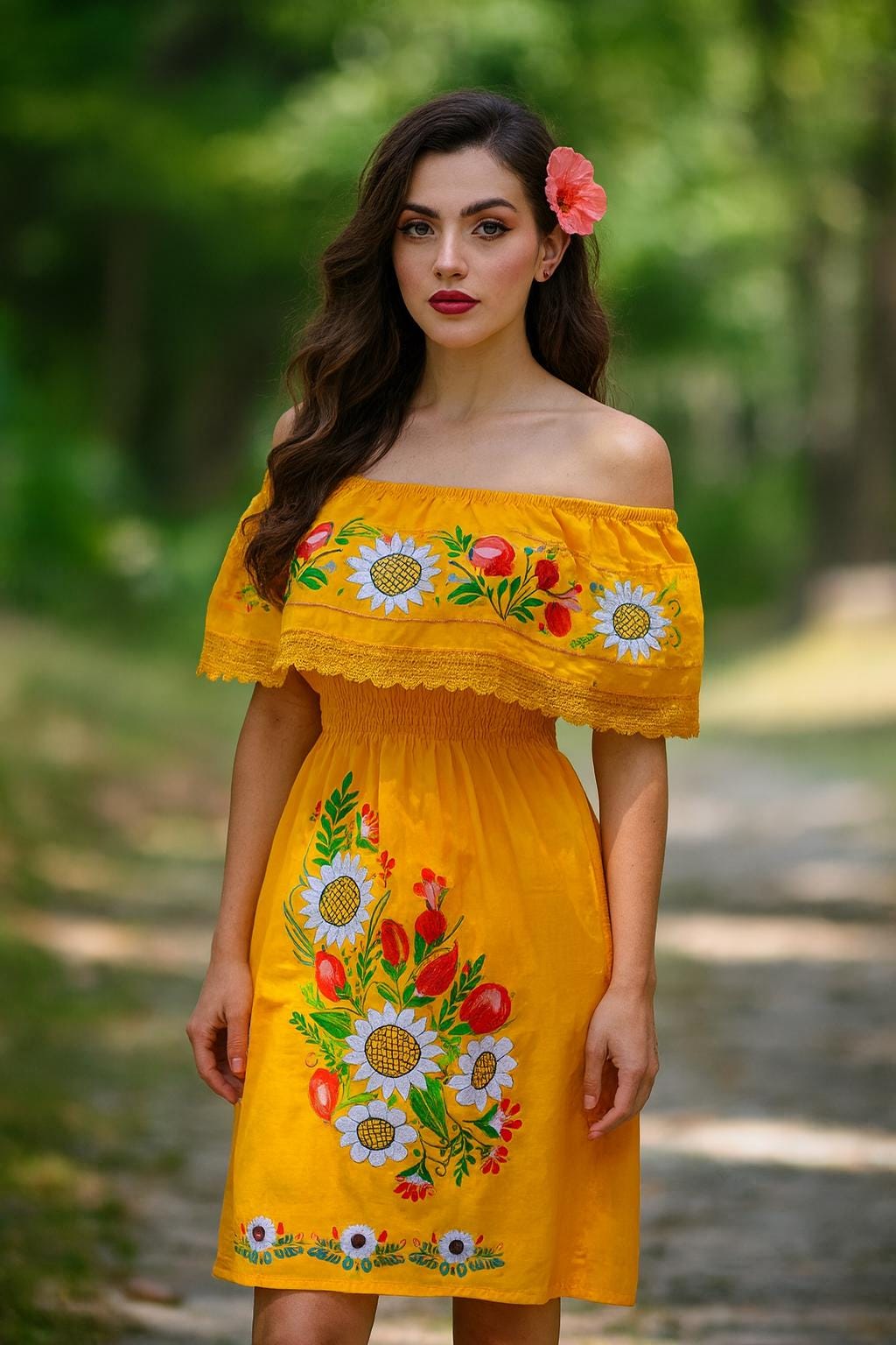 Image of Beautiful Artisan Embroidered Floral Dresses - Handmade Dresses - Mexican Dresses