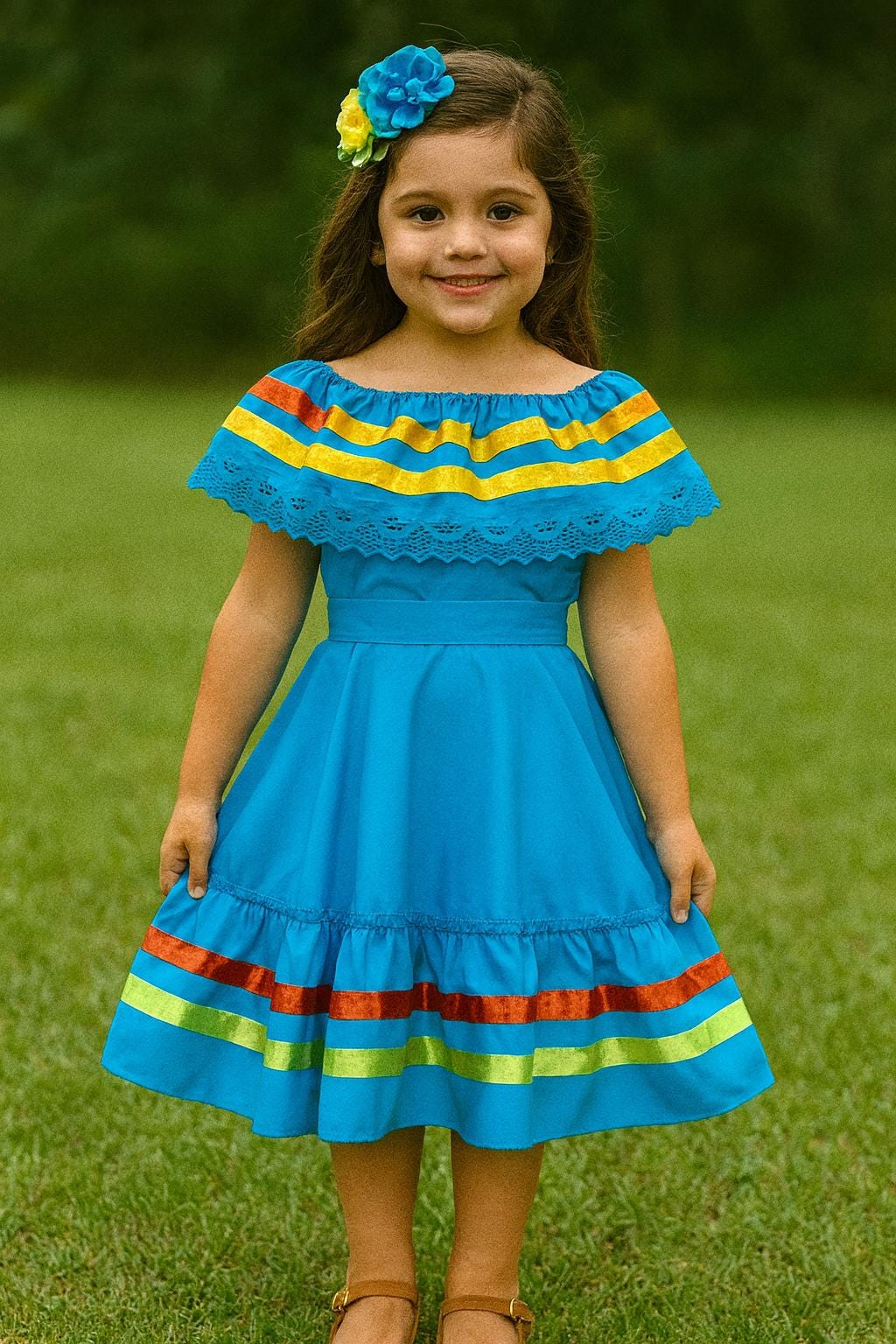 Image of Gorgeous Folk-Ribbon Girls 2 piece Outfit-Blouse & Skirt