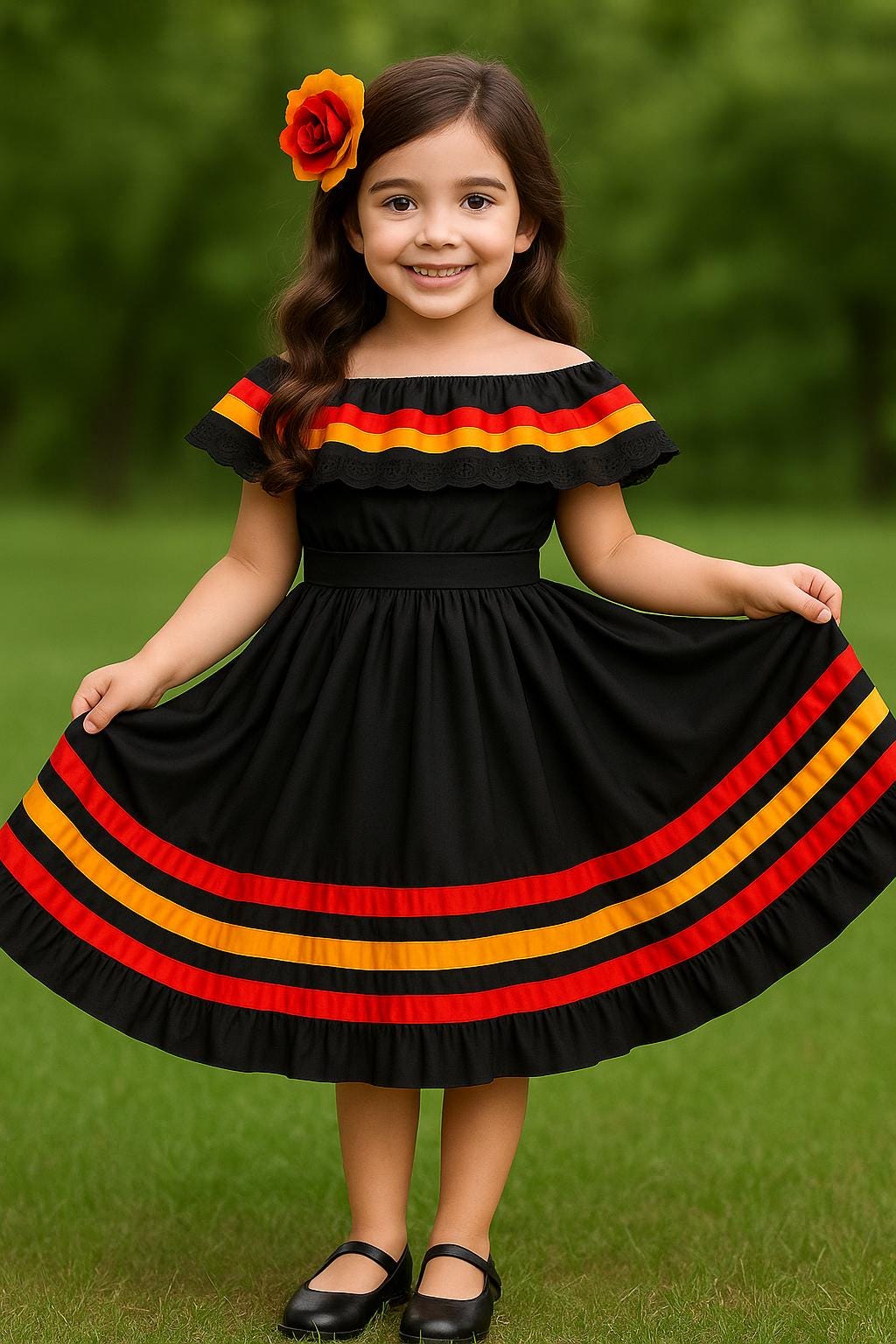 Gorgeous Folk-Ribbon Girls 2 piece Outfit-Blouse & Skirt