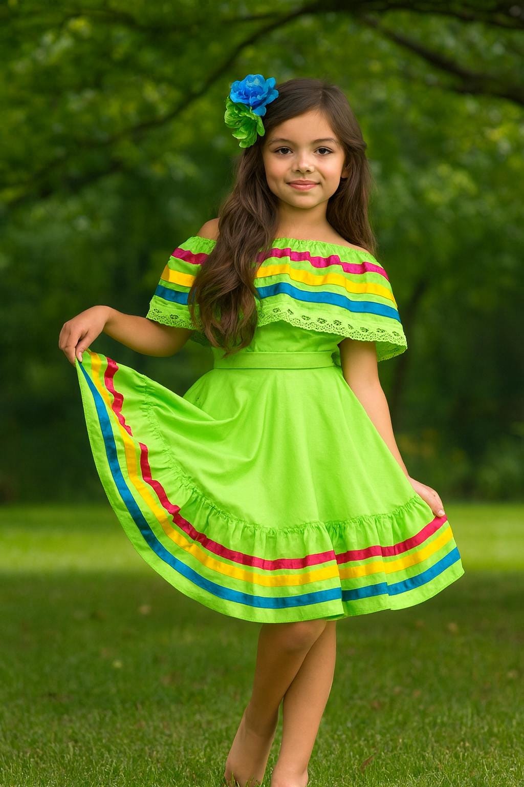 Gorgeous Folk-Ribbon Girls 2 piece Outfit-Blouse & Skirt