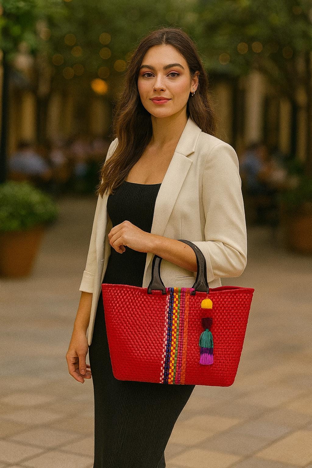 Image of Handwoven Recycled Plastic Tote Bag: Mexican Artisan Beach Grocery Bag
