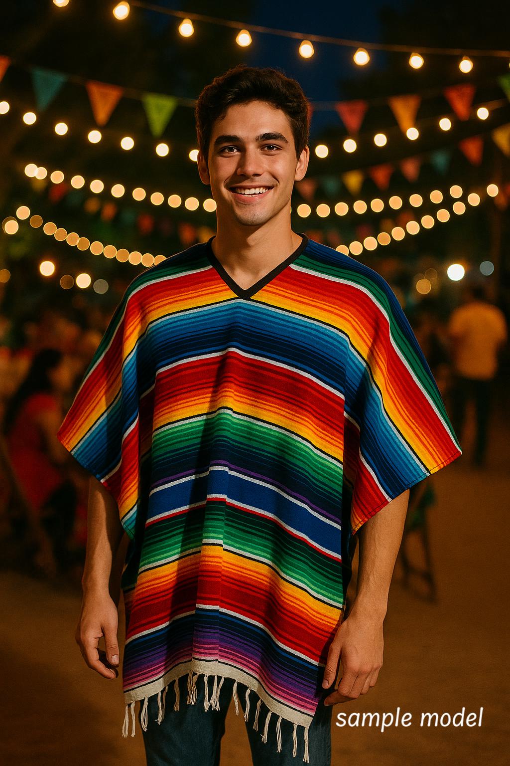 Image of Mexican Zarape Poncho ADULT SMALL - Handmade Zarape