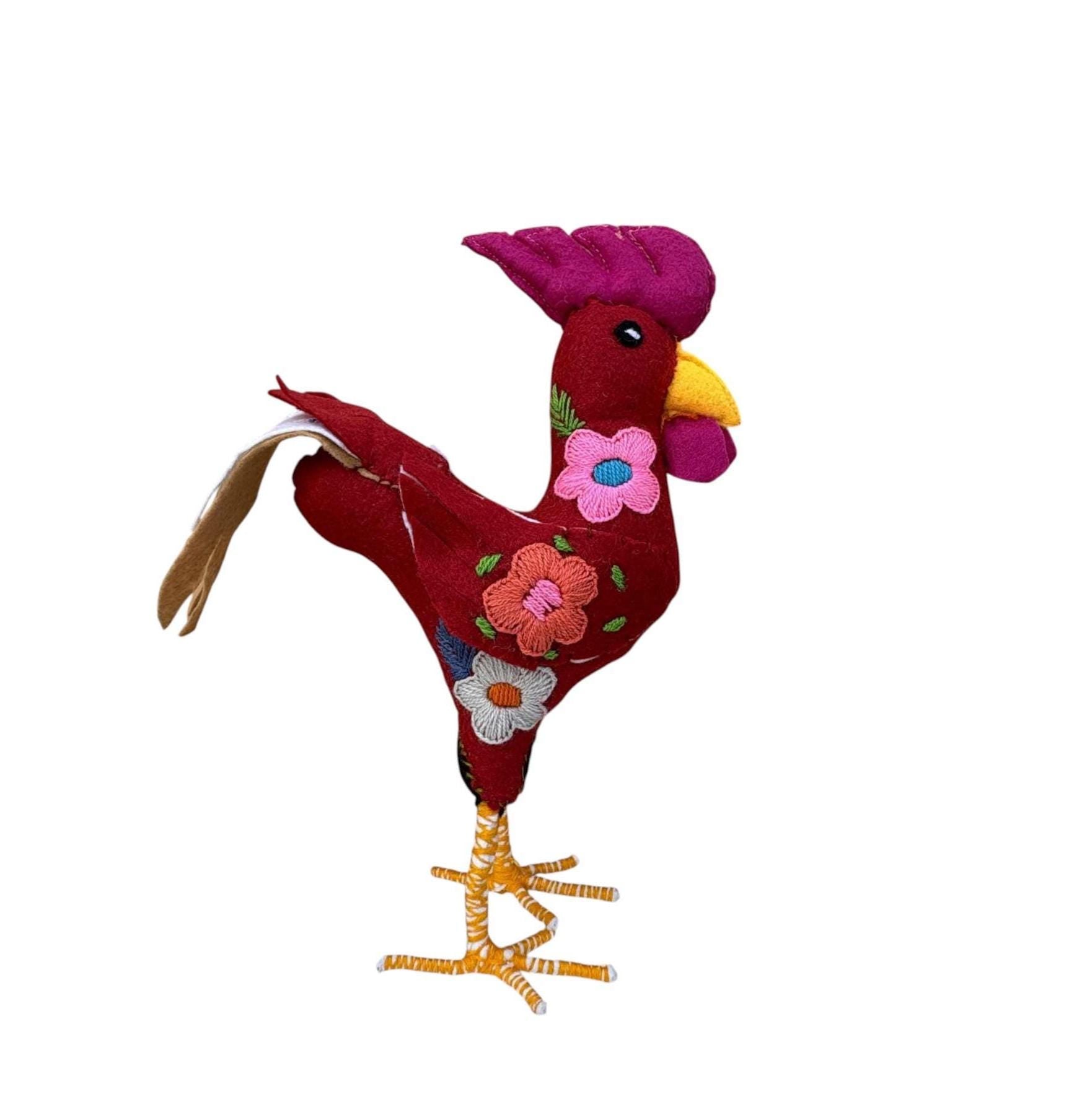 Hand Embroidered Felt Stuffed Animal: Artisanal Mexican Decor/Toy