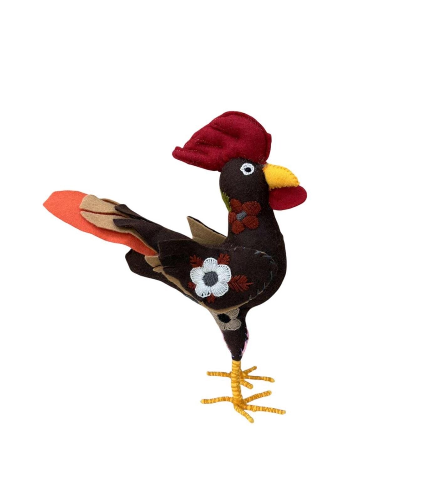 Hand Embroidered Felt Stuffed Animal: Artisanal Mexican Decor/Toy