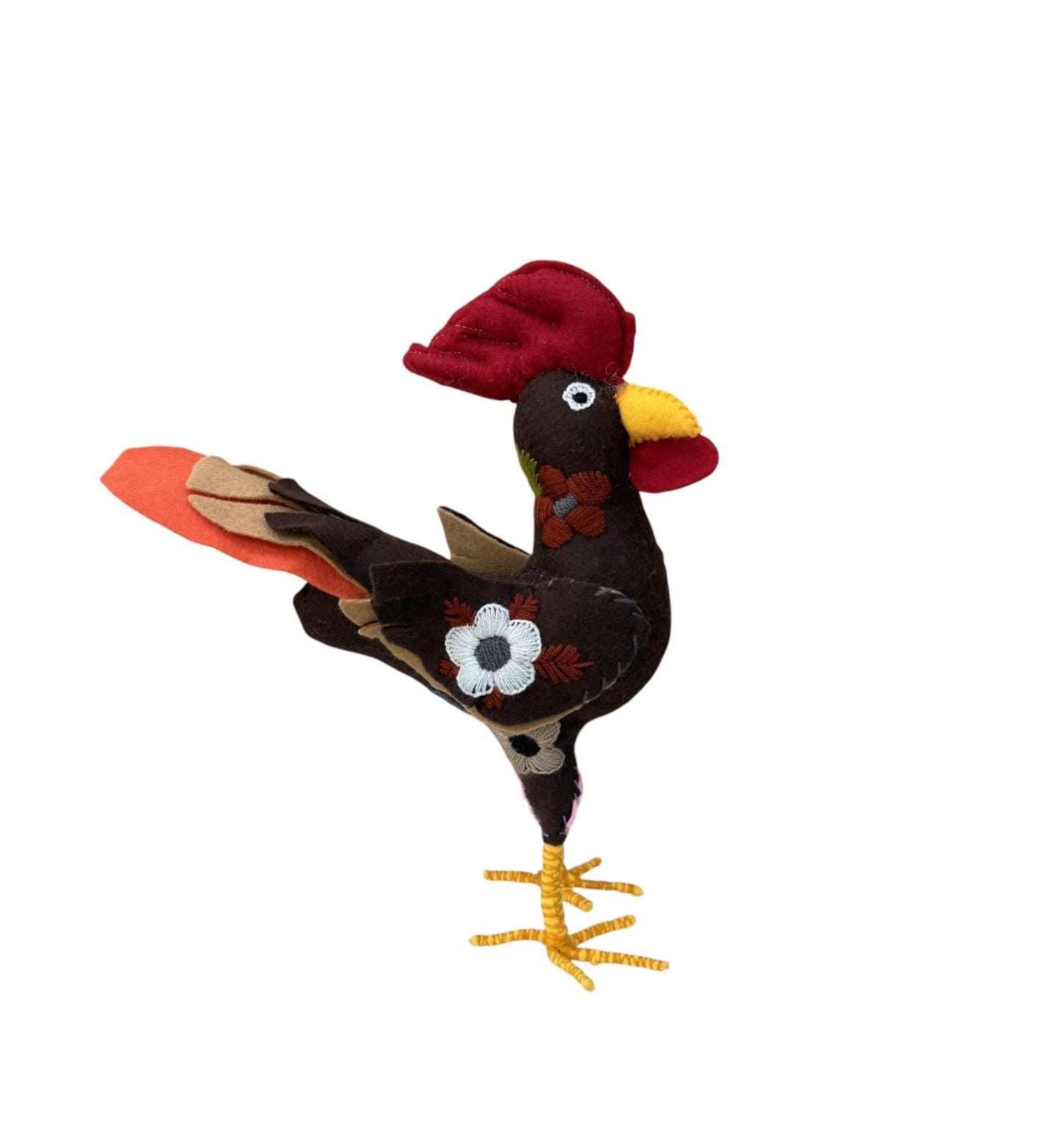 Image of Hand Embroidered Felt Stuffed Animal: Artisanal Mexican Decor/Toy