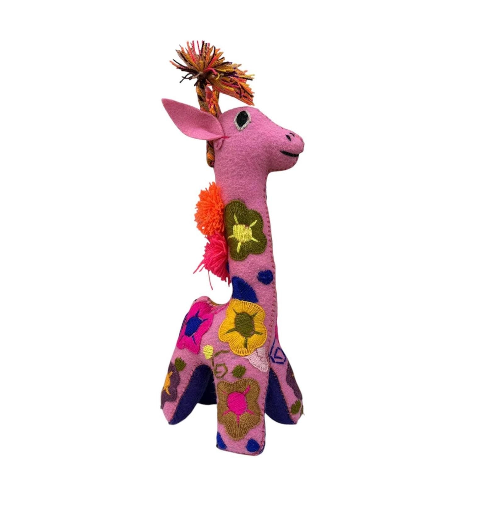 Hand Embroidered Felt Stuffed Animal: Artisanal Mexican Decor/Toy