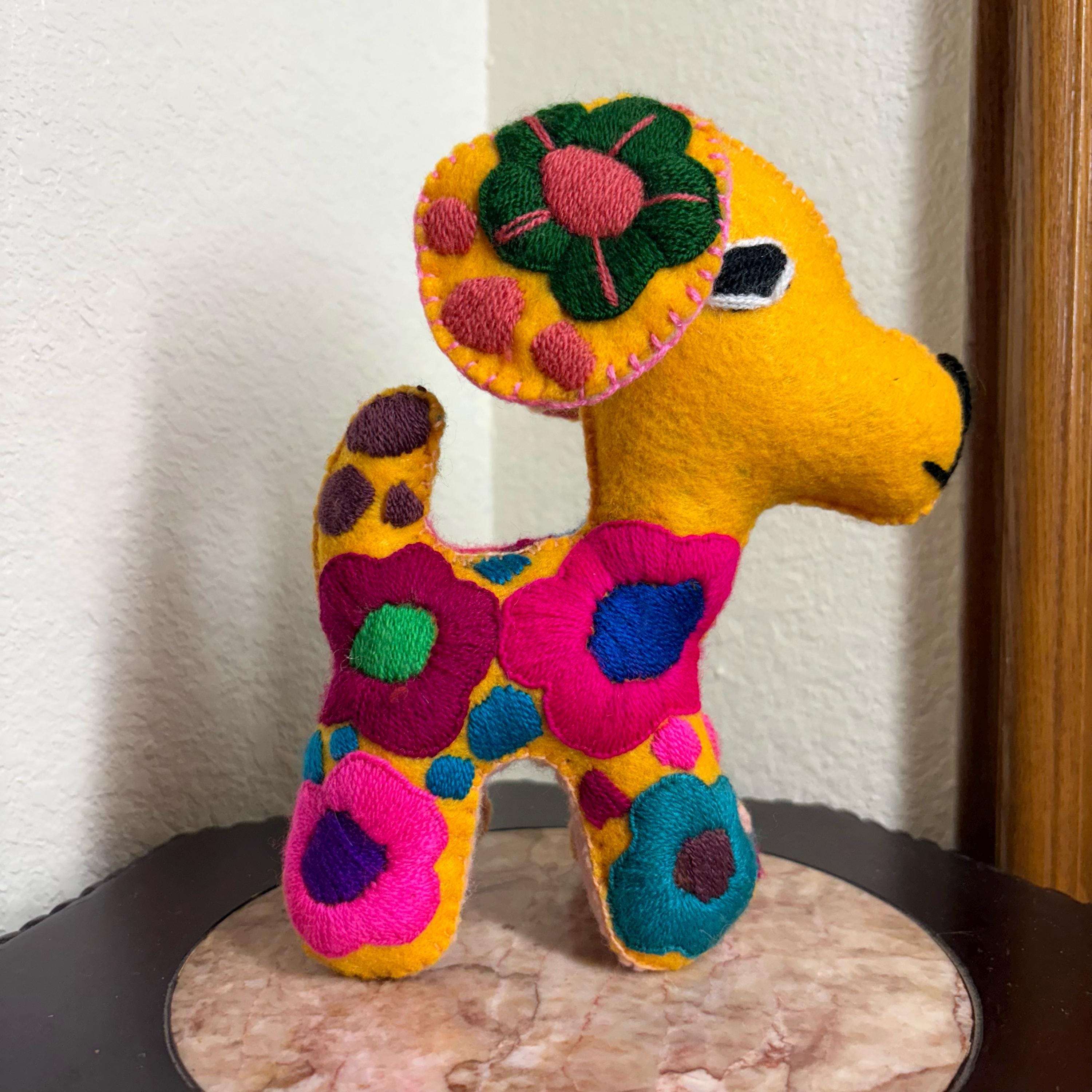 Hand Embroidered Felt Stuffed Animal: Mexican Artisanal Decoration