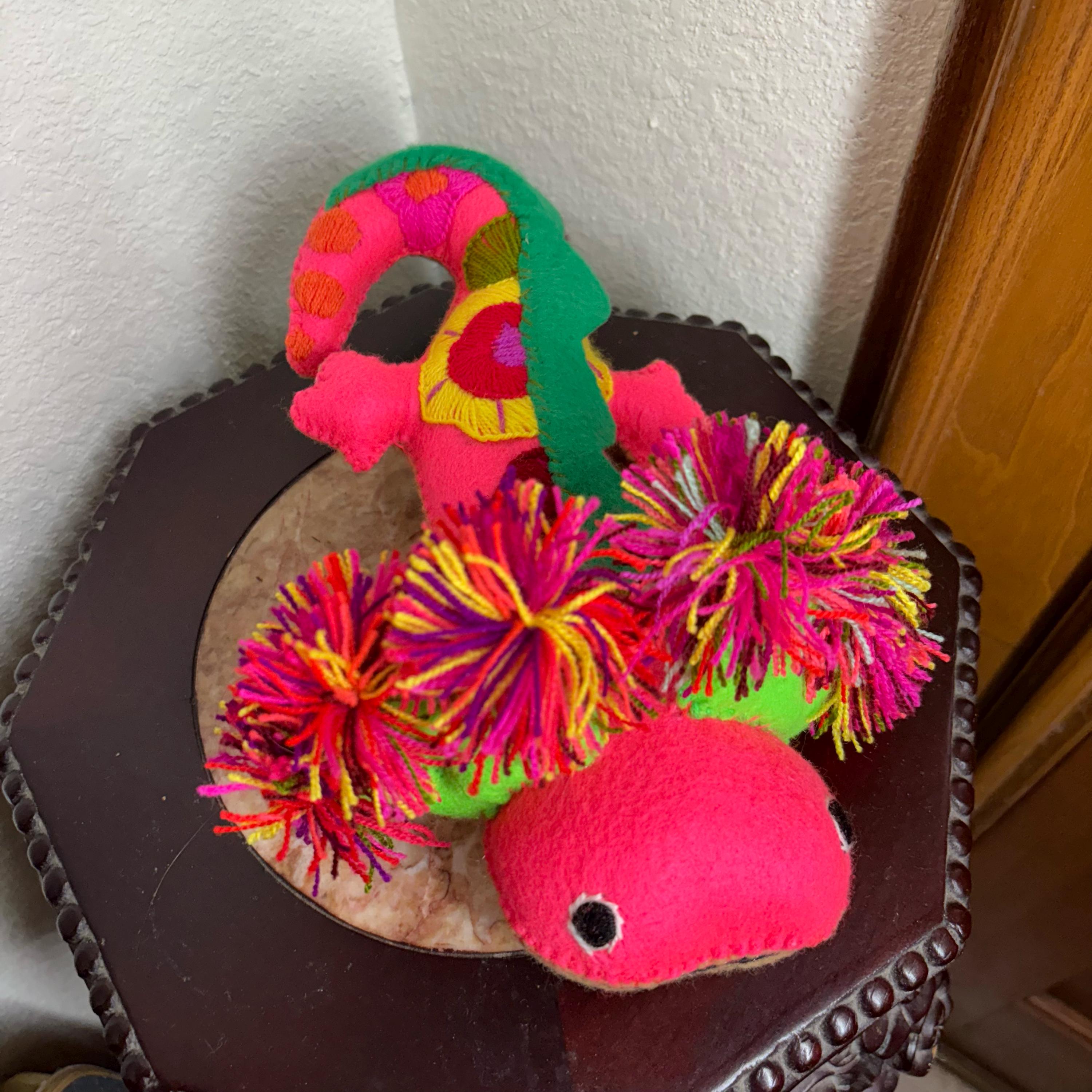 Image of Hand Embroidered Felt Stuffed Animal: Mexican Artisanal Decoration