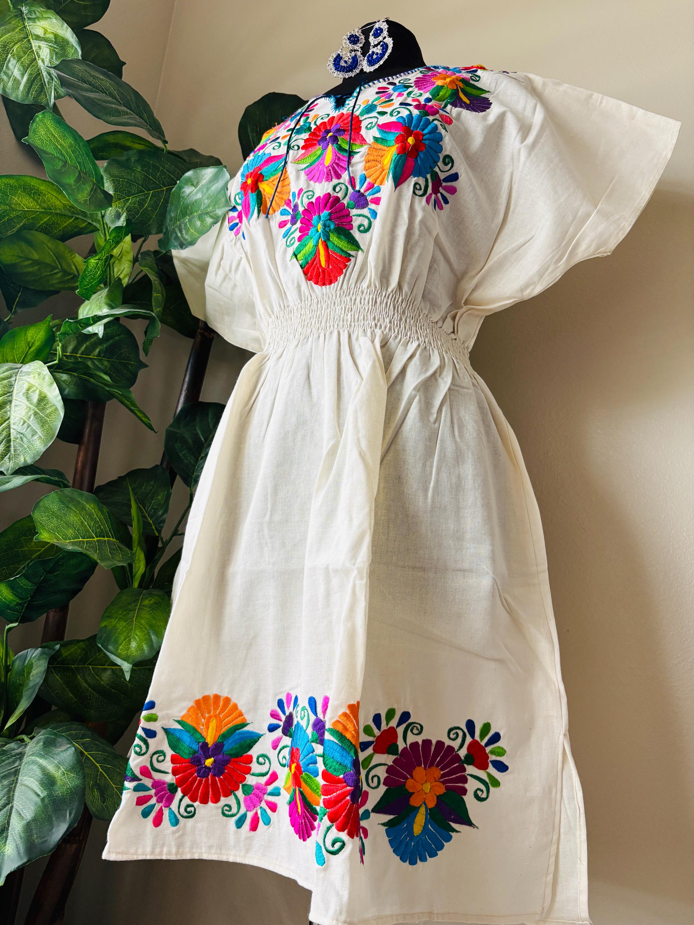 Image of Plus Size Embroidered Mexican Dress - Handmade Artisanal Dress