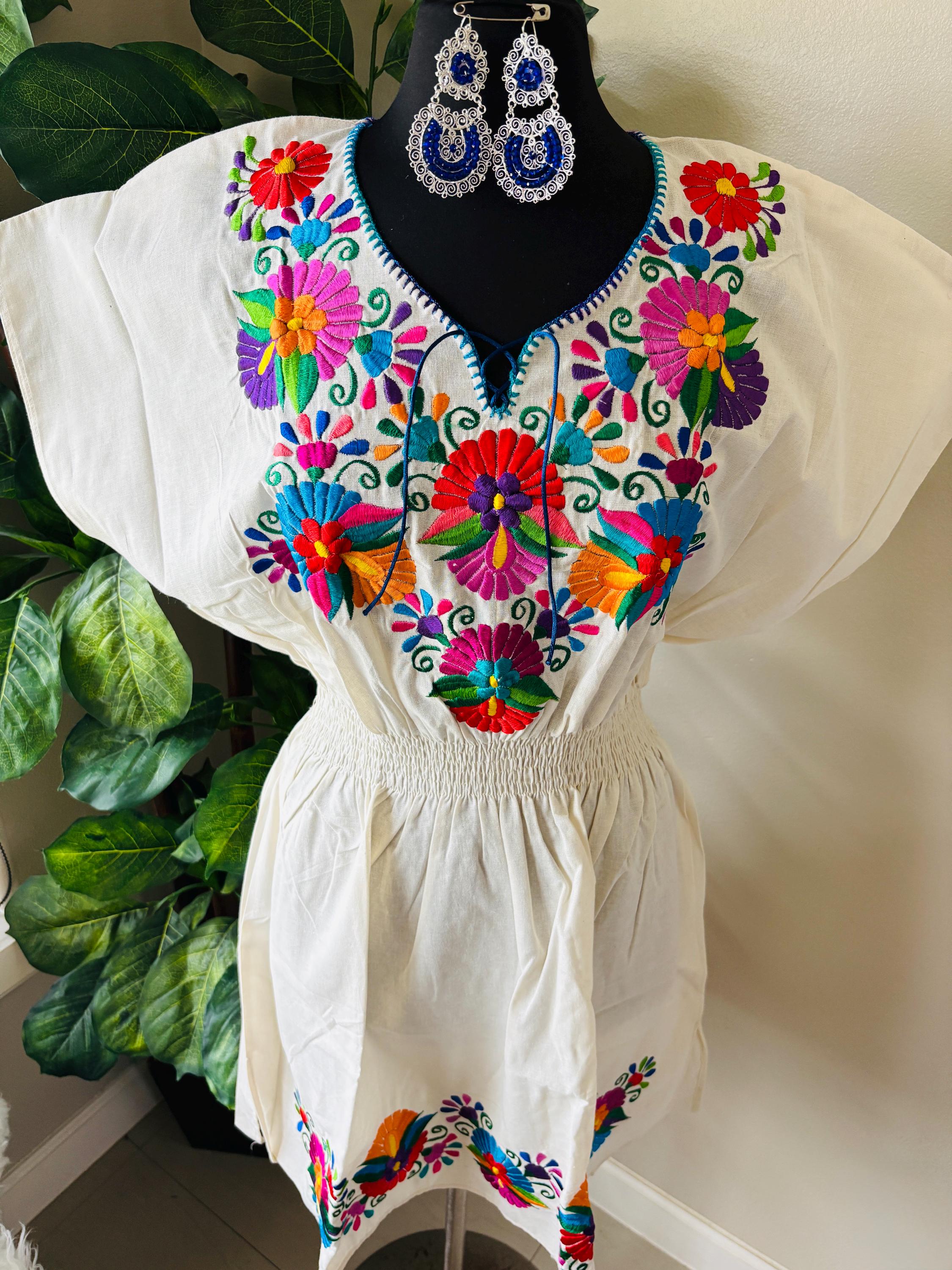 Image of Plus Size Embroidered Mexican Dress - Handmade Artisanal Dress