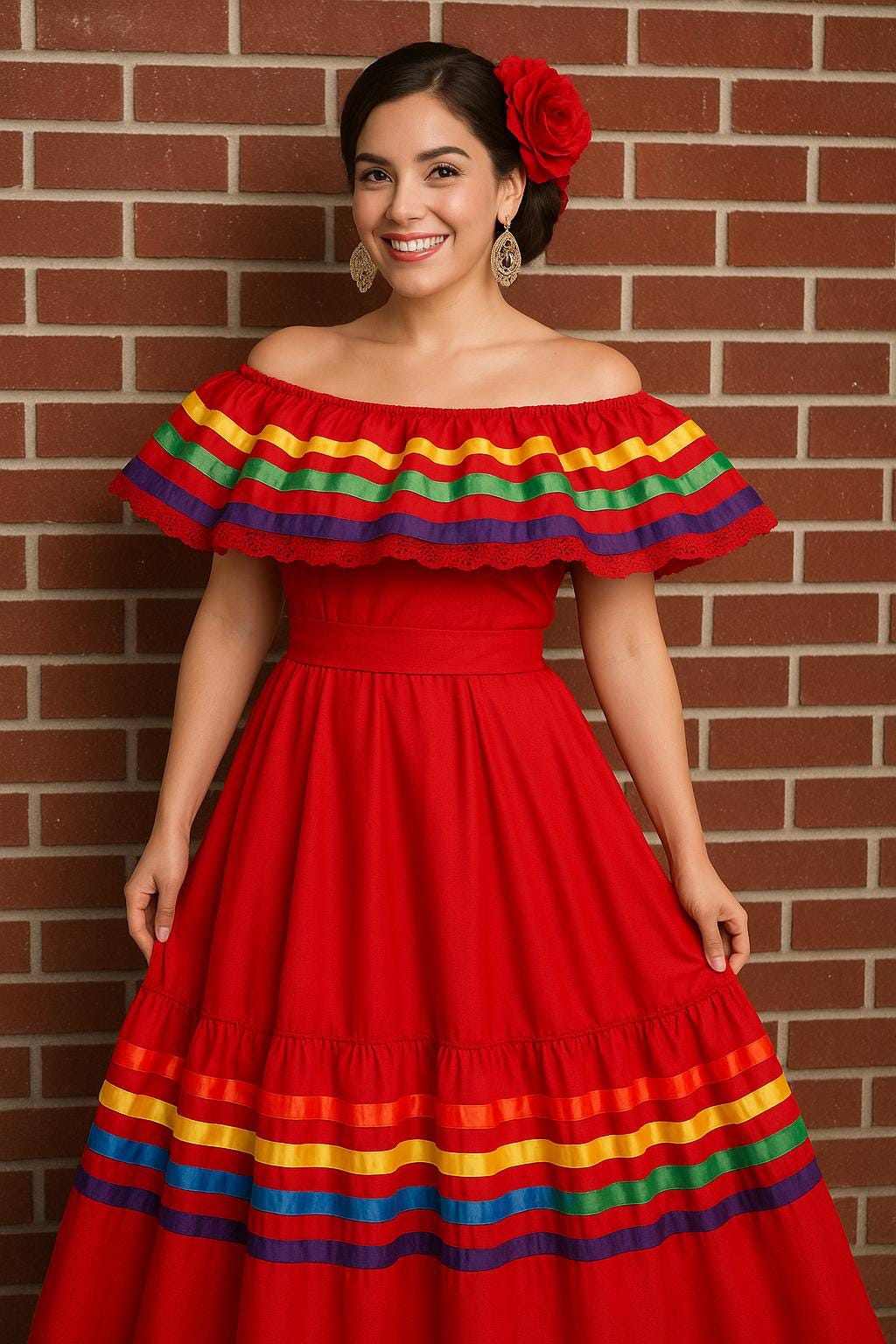Image of Gorgeous Folkloric Outfit, perfect for Fiesta, Dance, Festivals, Pageants, Quinceañeras and Cultural events
